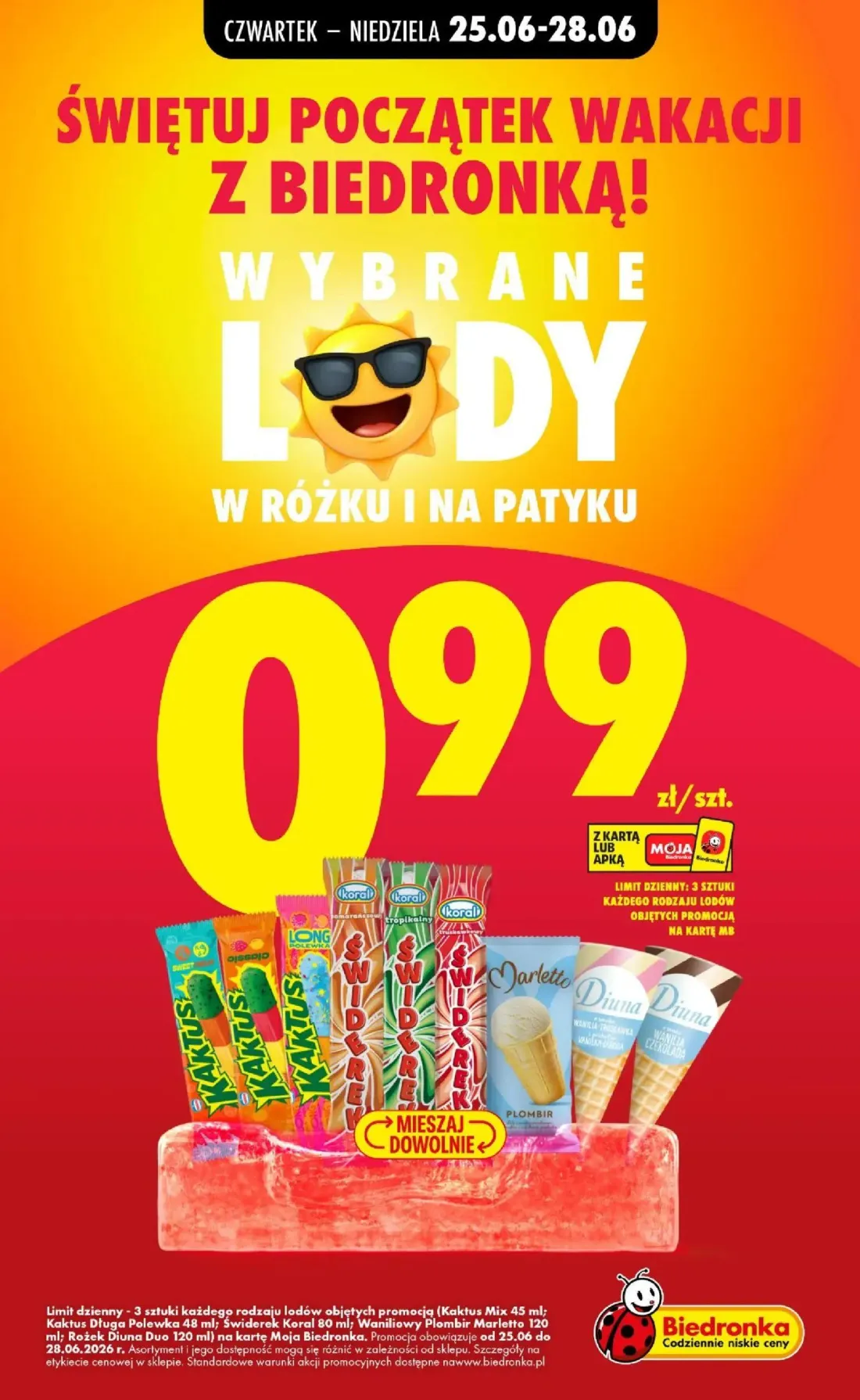Biedronka gazetka, strona 3 z 4 — LODY W RÓŻKU I NA PATYKU