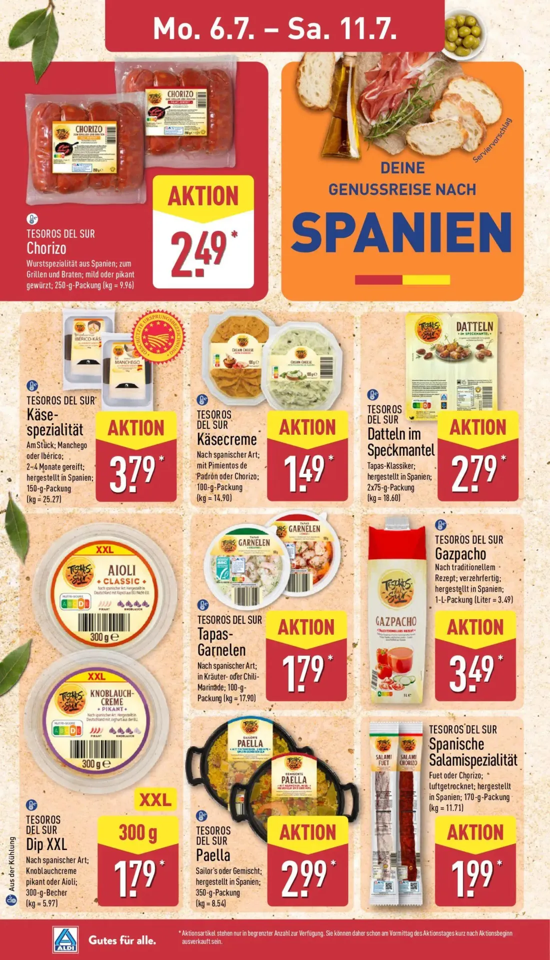 Aldi Nord Prospekt, Seite 10 von 39 — Chorizo, Käsespezialität, Käsecreme