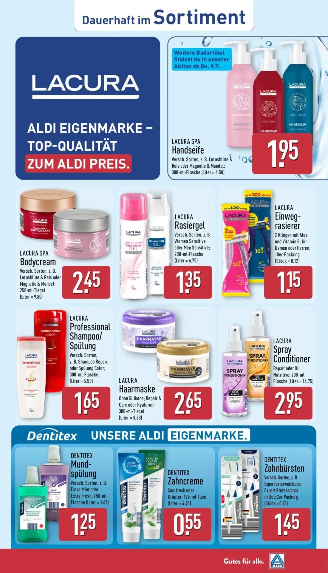 Aldi Nord Prospekt, Seite 33 von 39 — LACURA SPA Handseife, LACURA SPA Bodycream, LACURA Rasiergel