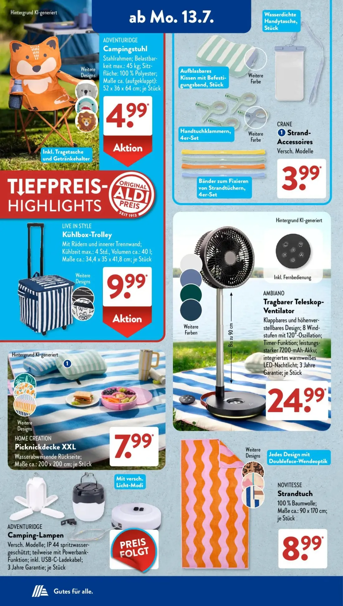 Aldi Süd Prospekt, Seite 5 von 22 — Campingstuhl, Kühlbox-Trolley, Strand-Accessoires