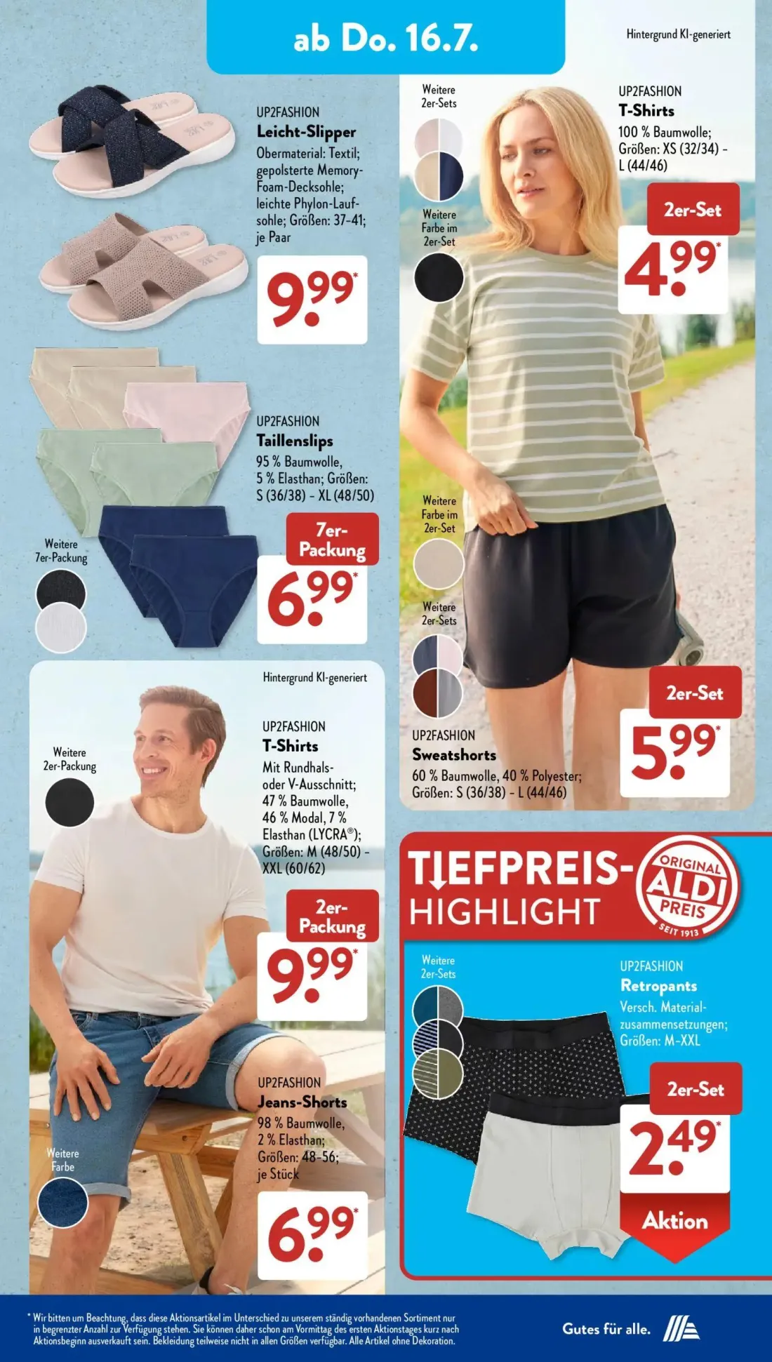 Aldi Süd Prospekt, Seite 8 von 22 — T-Shirts, Sweatshorts, Retropants