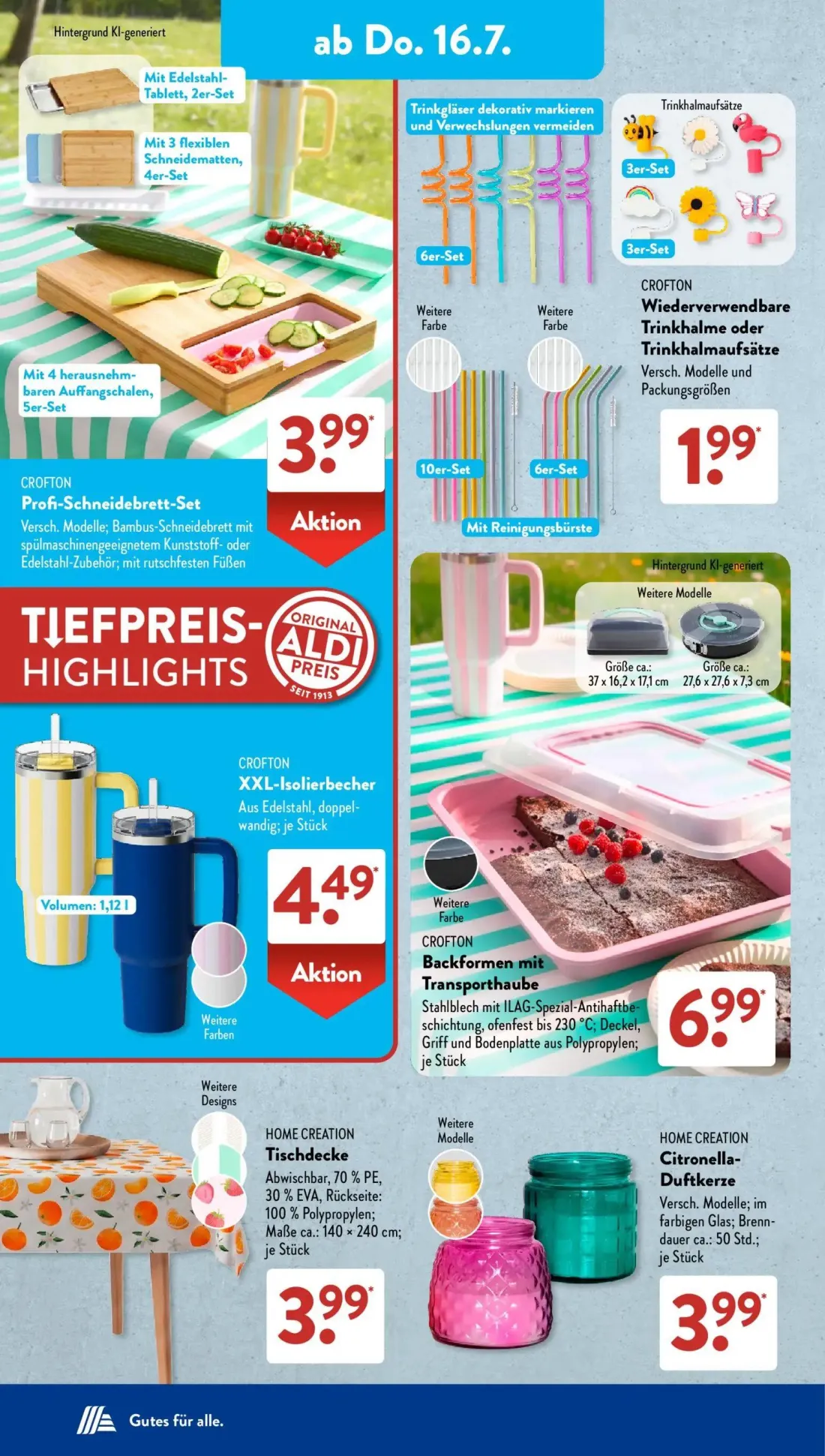 Aldi Süd Prospekt, Seite 9 von 22 — CROFTON Profi-Schneidebrett-Set, CROFTON Wiederverwendbare Trinkhalme oder Trinkhalmaufs…