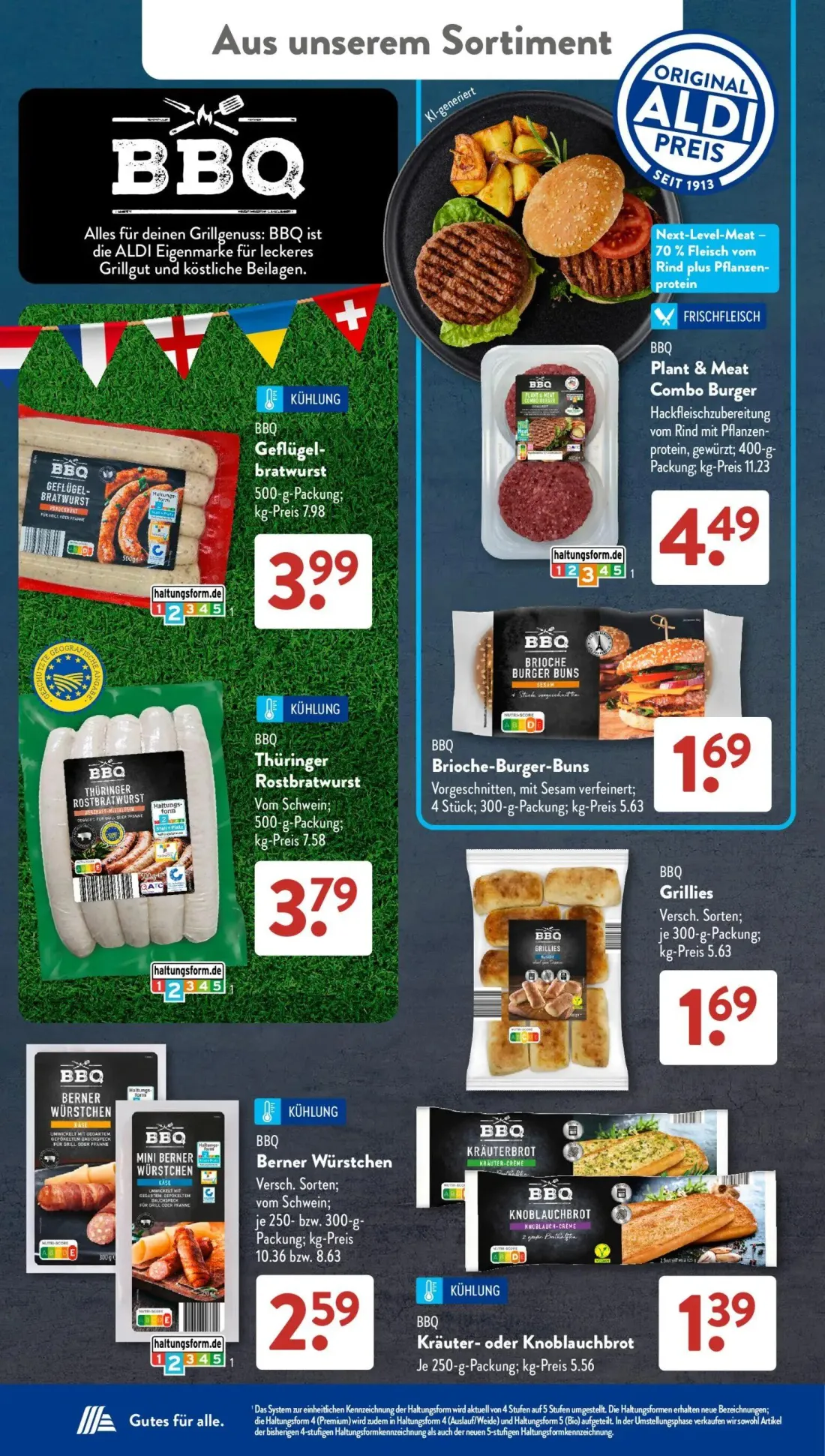 Aldi Süd Prospekt, Seite 18 von 22 — BBQ Geflügelbratwurst, BBQ Plant & Meat Combo Burger, BBQ Thüringer Rostbratwurst