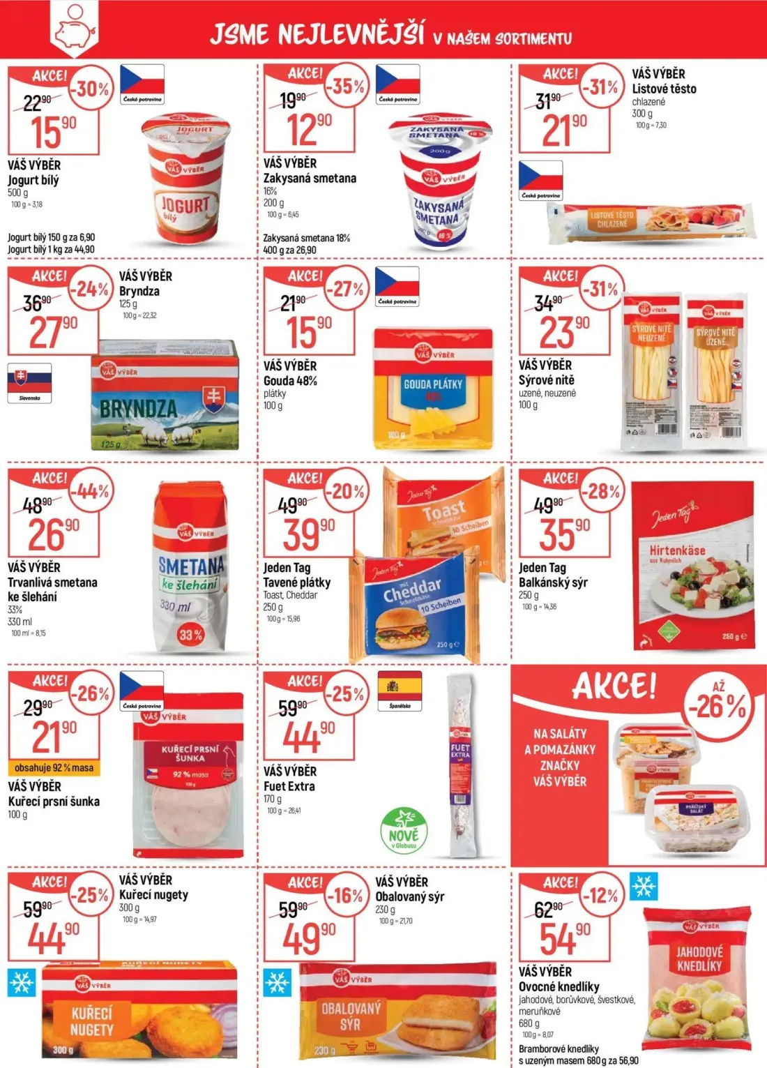 GLOBUS leták, strana 3 z 47 — Trvanlivá smetana ke šlehání 33%, Listové těsto chlazené