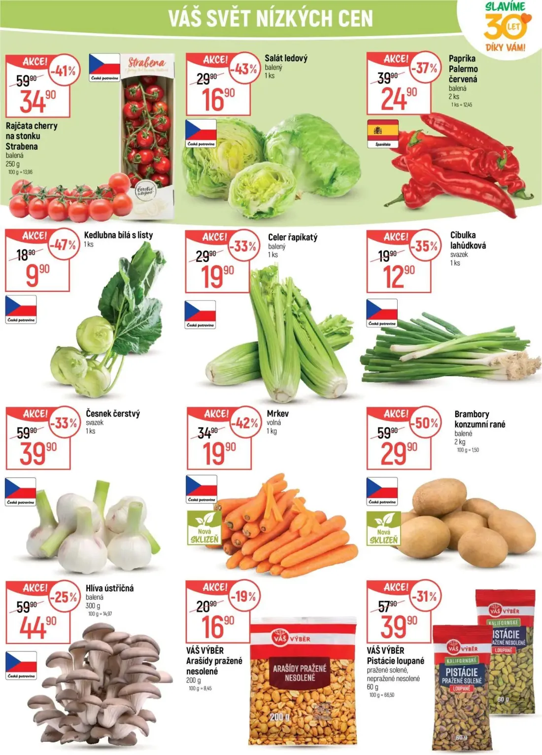 GLOBUS leták, strana 11 z 47 — Rajčata cherry na stonku Strabena, Paprika Palermo červená, Salát ledový