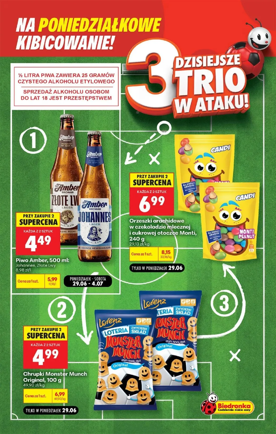 Biedronka gazetka, strona 4 z 5 — Chrupki Monster Munch Original, Piwo Amber, Johannes, Złote Lwy, Orzeszki arachidowe w cze…