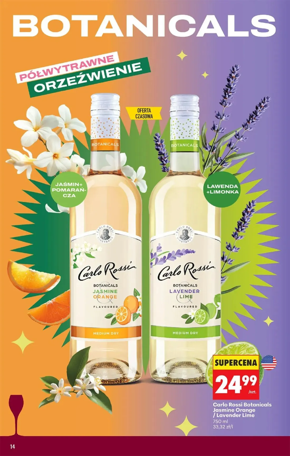 Biedronka gazetka, strona 14 z 36 — Carlo Rossi Botanicals Jasmine Orange / Lavender Lime