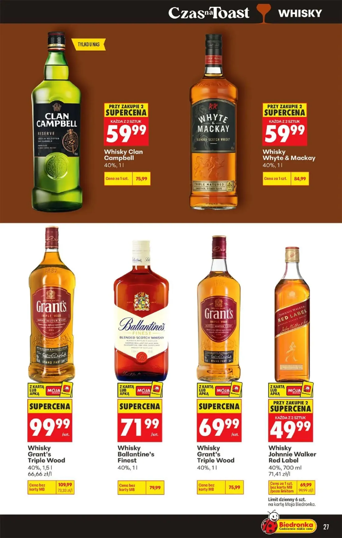 Biedronka gazetka, strona 27 z 36 — Whisky Johnnie Walker Red Label, Whisky Grant's Triple Wood, Whisky Ballantine's Finest