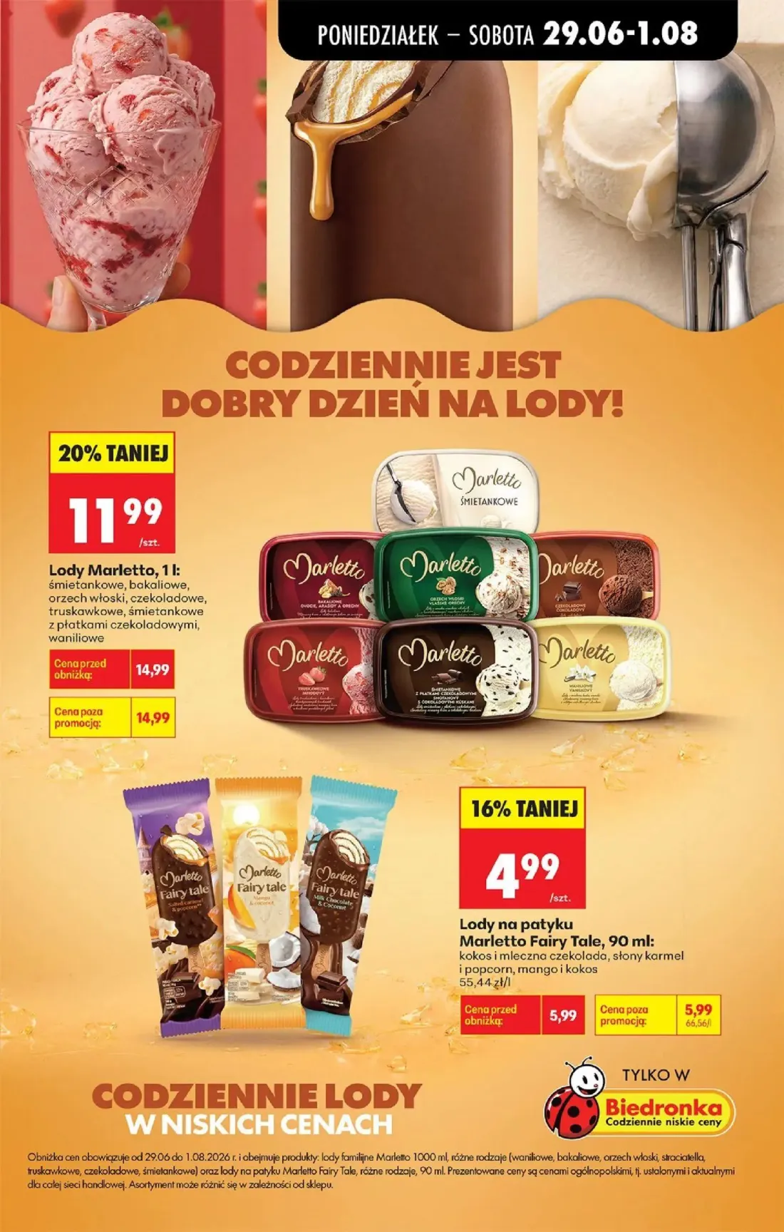 Biedronka gazetka, strona 27 z 84 — Lody Marletto, Lody na patyku Marletto Fairy Tale