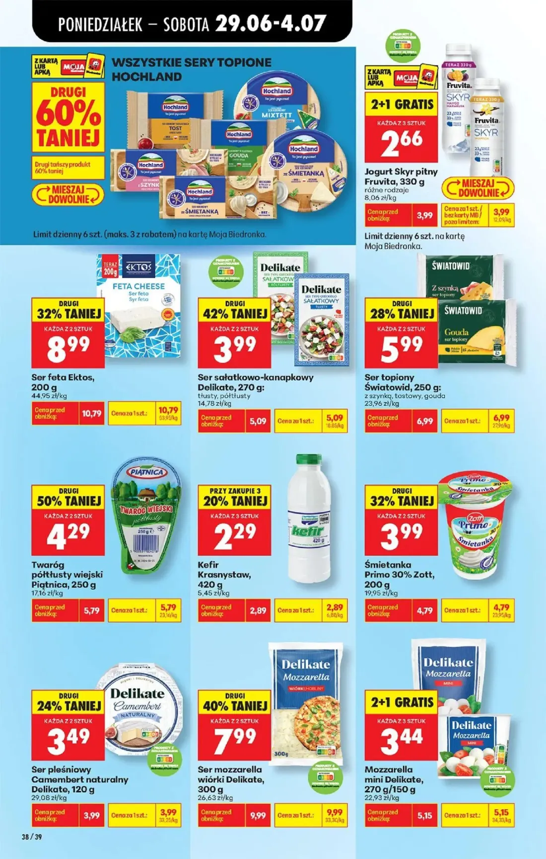 Biedronka gazetka, strona 48 z 84 — Ser mozzarella wiórki Delikate, Ser feta Ektos, Mozzarella mini Delikate