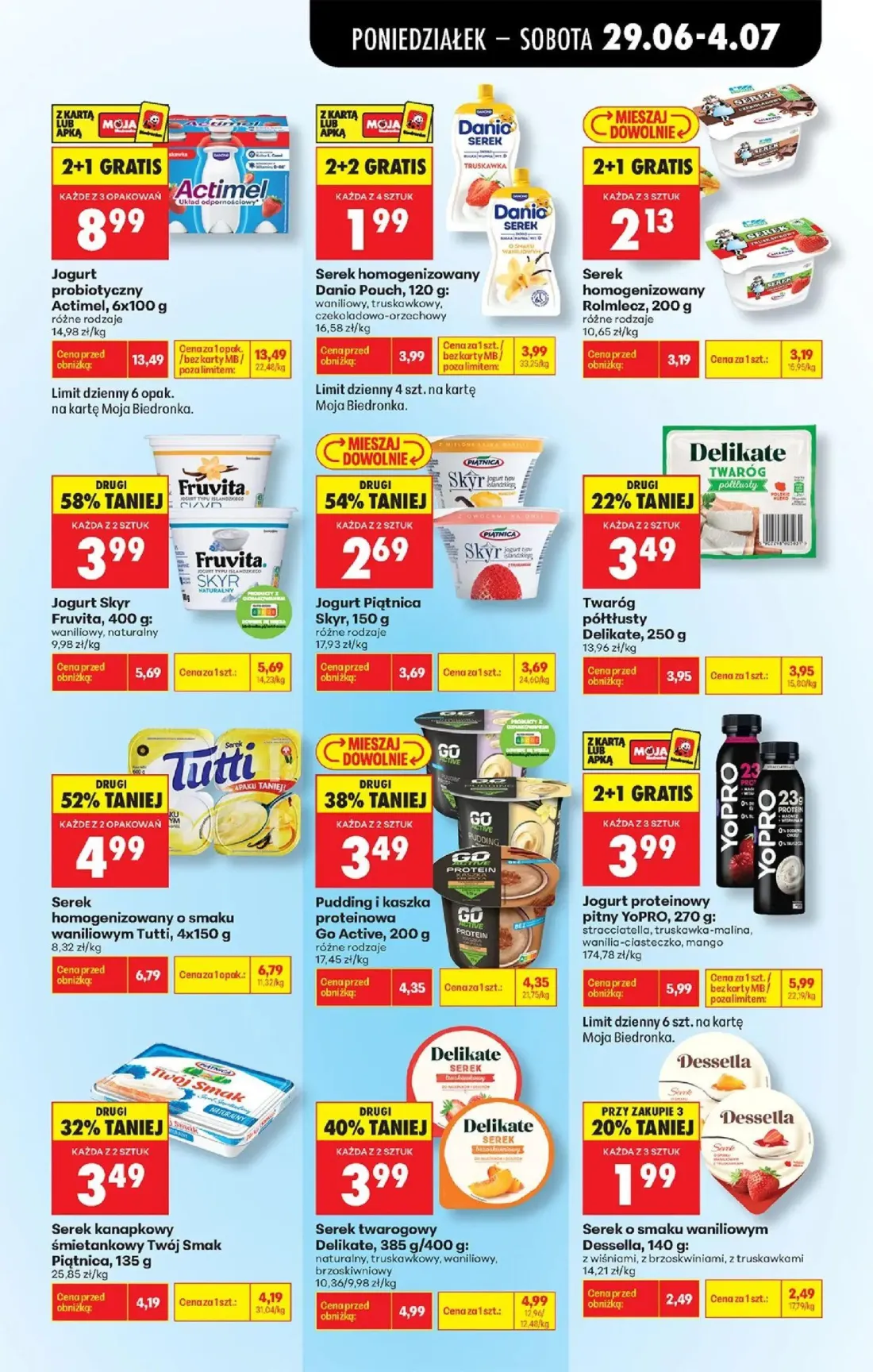 Biedronka gazetka, strona 49 z 84 — Jogurt probiotyczny Actimel, Serek homogenizowany Danio Pouch, Jogurt proteinowy pitny Y…