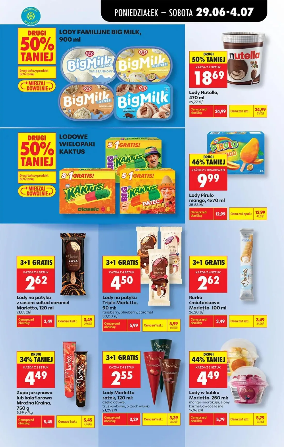 Biedronka gazetka, strona 50 z 84 — Lody Nutella, Lody na patyku Triple Marletto, Lody w kubku Marletto