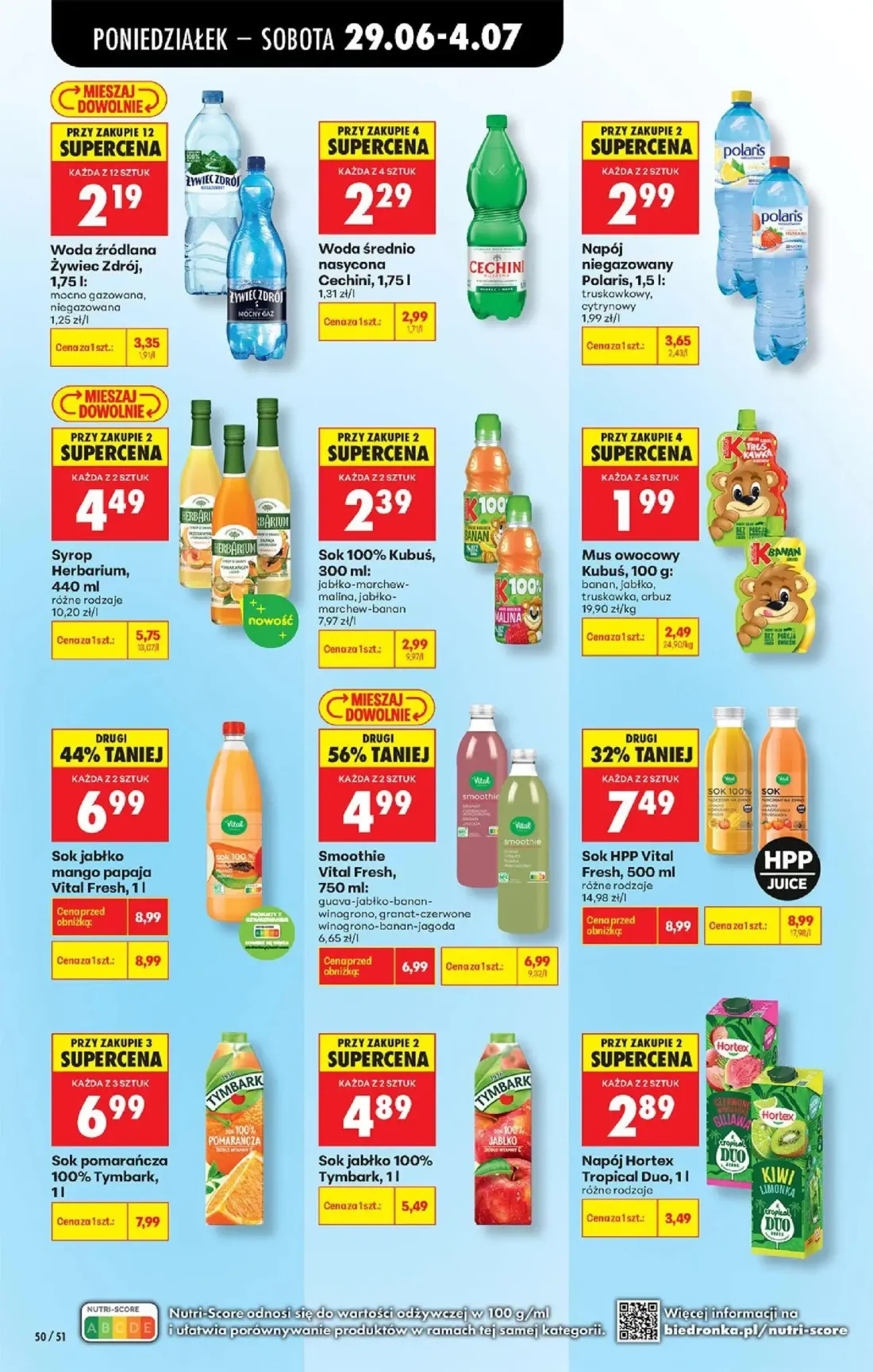 Biedronka gazetka, strona 64 z 84 — Sok jabłko mango papaja Vital Fresh, Smoothie Vital Fresh, Sok HPP Vital Fresh