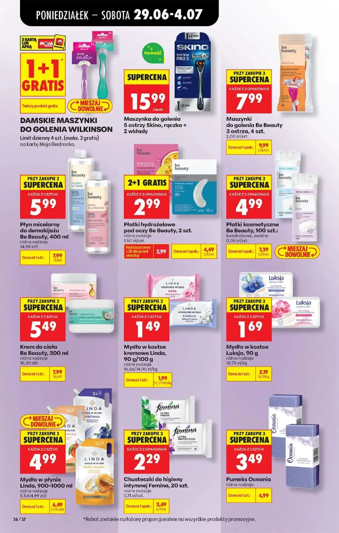 Biedronka gazetka, strona 70 z 84 — Krem do ciała Be Beauty, Płatki kosmetyczne Be Beauty, 100 szt., Maszynki do golenia Be …