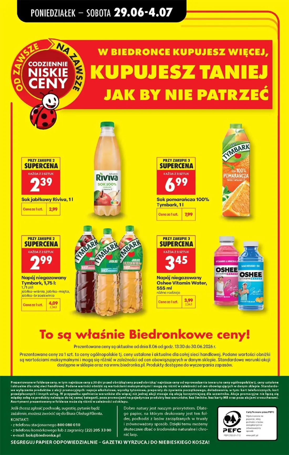 Biedronka gazetka, strona 83 z 84 — Napój niegazowany Tymbark, Sok pomarańcza 100% Tymbark, Sok jabłkowy Riviva