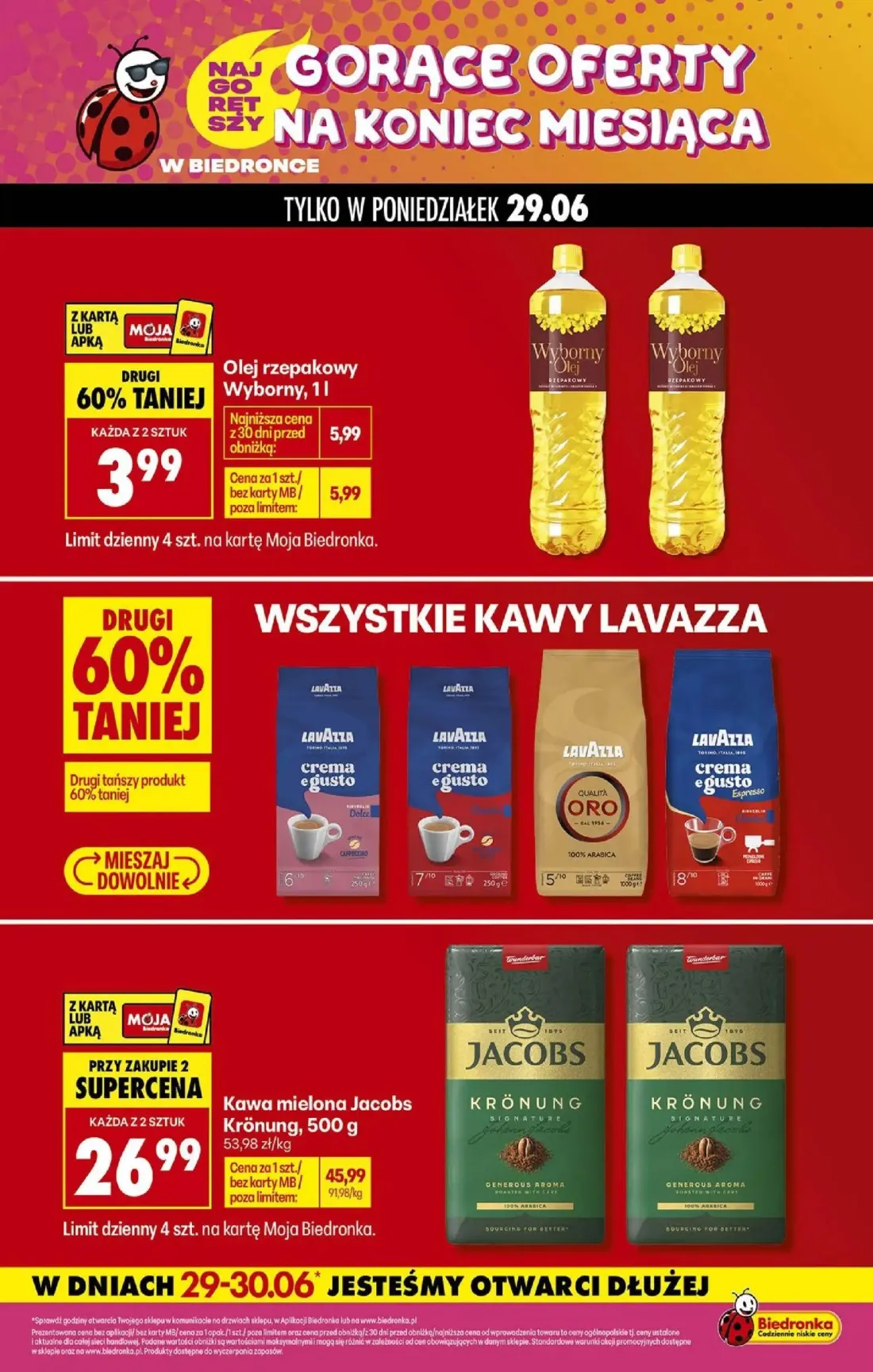 Biedronka gazetka, strona 2 z 3 — Kawa mielona Jacobs Krönung, Olej rzepakowy Wyborny