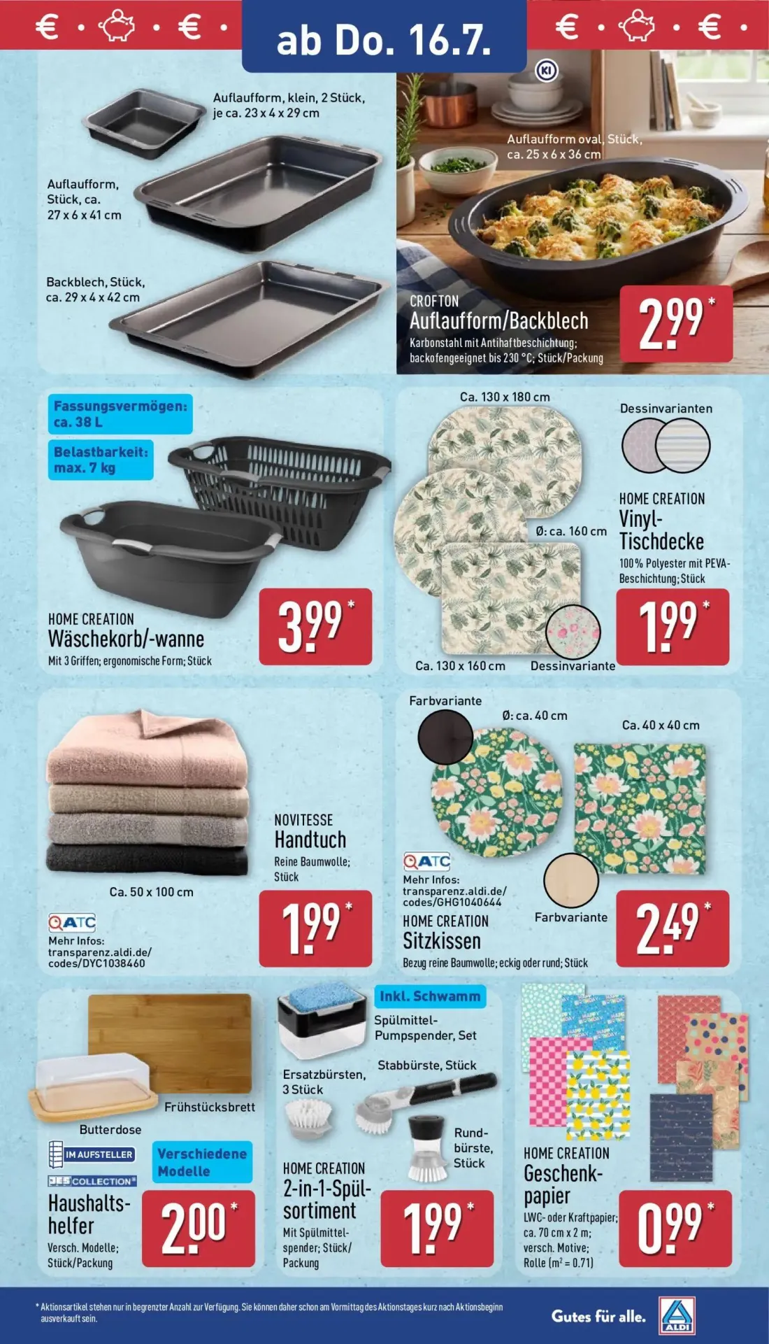 Aldi Nord Prospekt, Seite 11 von 13 — Auflaufform oval, HOME CREATION Wäschekorb/-wanne, HOME CREATION Vinyl-Tischdecke