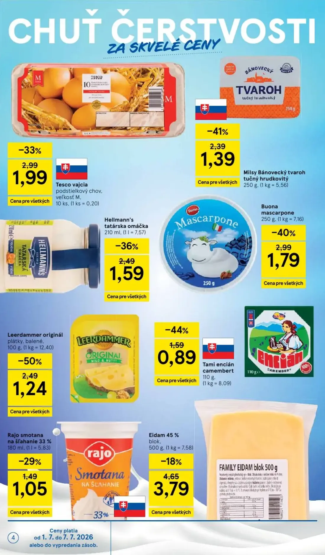 Tesco Supermarket leták, strana 4 z 25 — Buona mascarpone, Rajo smotana na šľahanie 33%