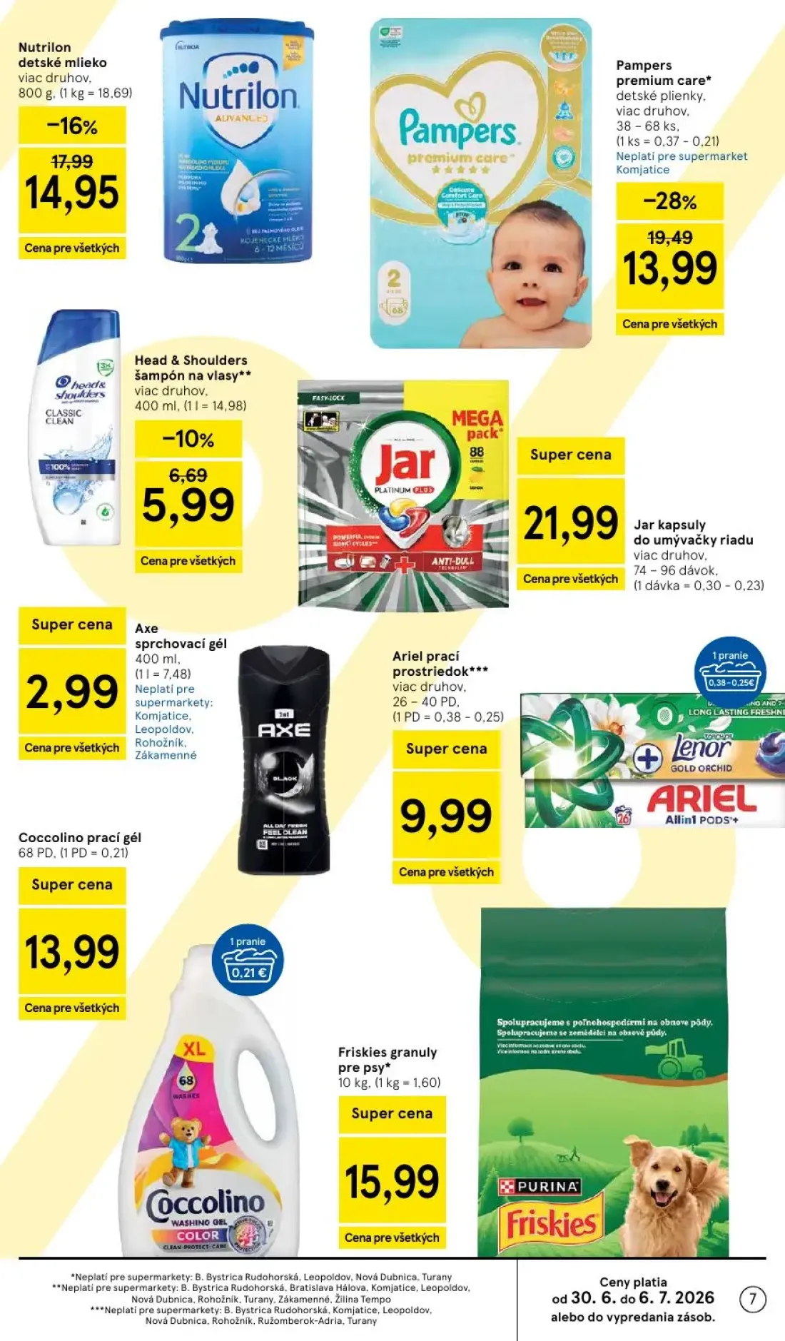 Tesco Supermarket leták, strana 7 z 25 — Ariel prací prostriedok, Coccolino prací gél