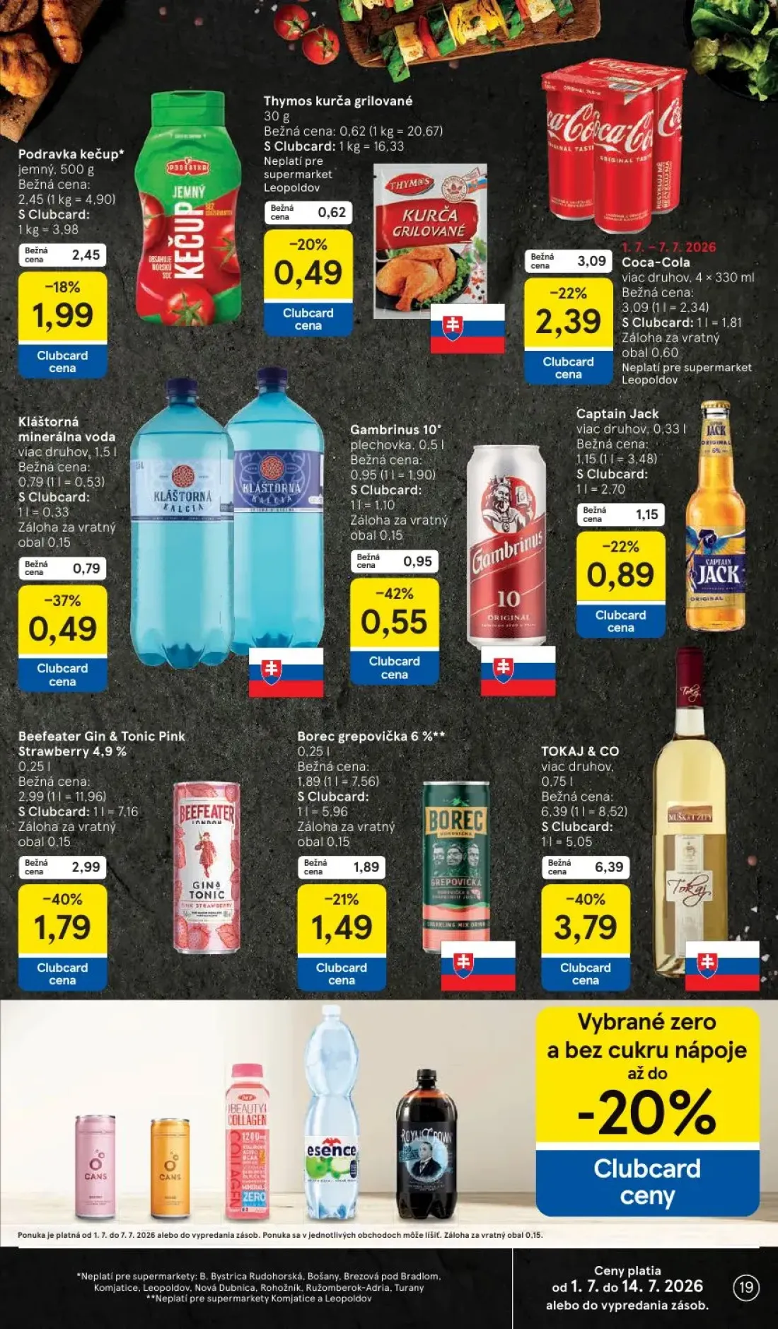 Tesco Supermarket leták, strana 19 z 25 — Coca-Cola, Kláštorná minerálna voda