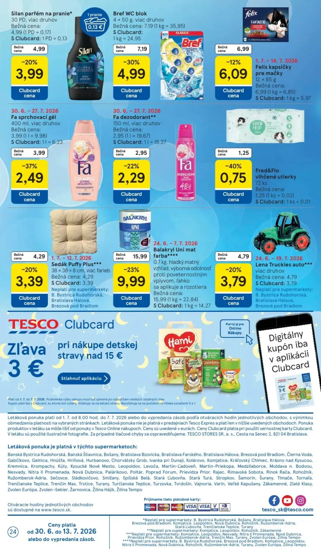 Tesco Supermarket leták, strana 24 z 25 — Bref WC blok, Silan parfém na pranie