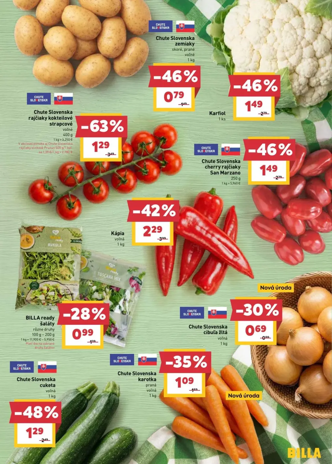Billa leták, strana 3 z 28 — Chute Slovenska rajčiaky kokteilové strapcové, Kápia, Karfiol