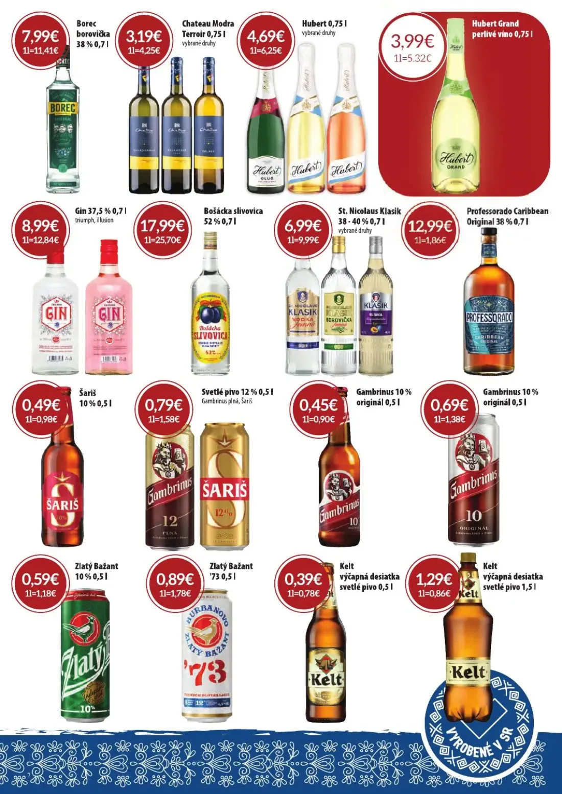 Cba Komfos leták, strana 7 z 24 — Zlatý Bažant '73, Zlatý Bažant 10%, Kelt výčapná desiatka svetlé pivo