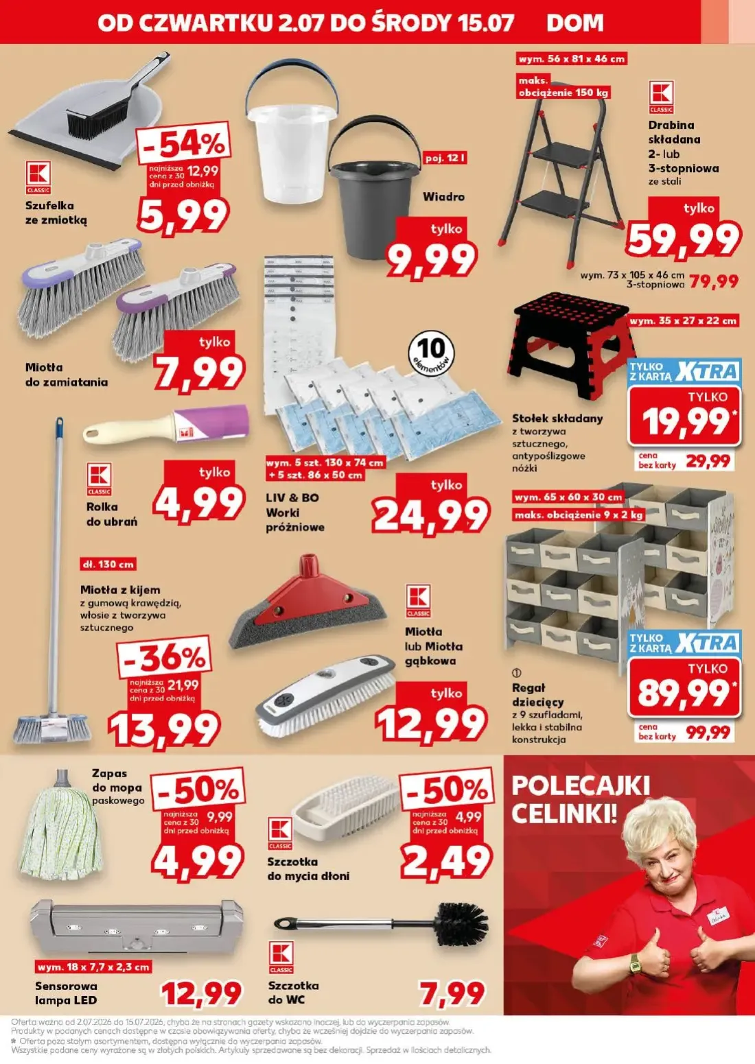 Kaufland gazetka, strona 13 z 18 — Szufelka ze zmiotką, Wiadro, Miotła do zamiatania