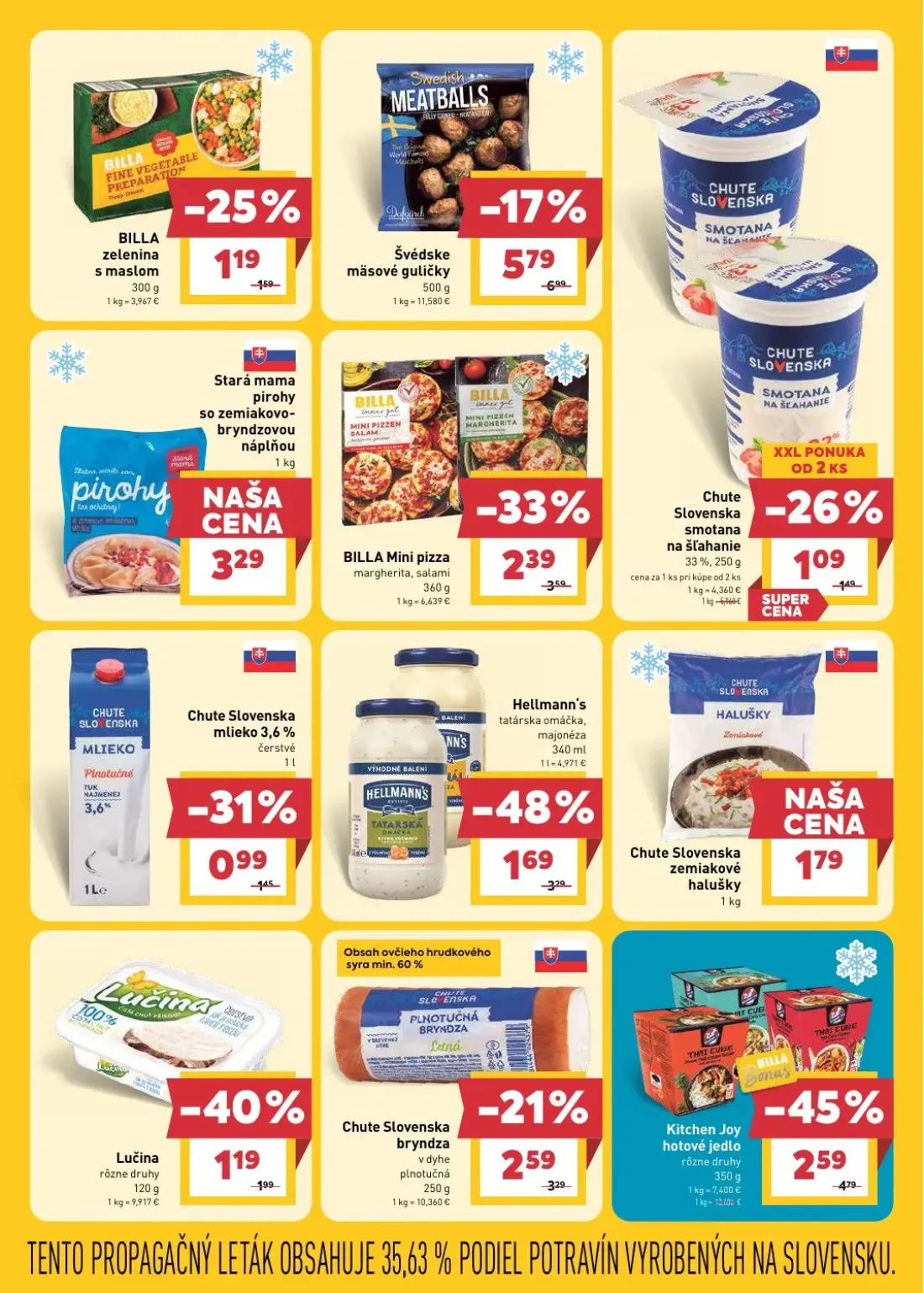 Billa leták, strana 11 z 28 — BILLA Mini pizza margherita, salami, Lučina rôzne druhy, Chute Slovenska bryndza v dyhe plnotu…