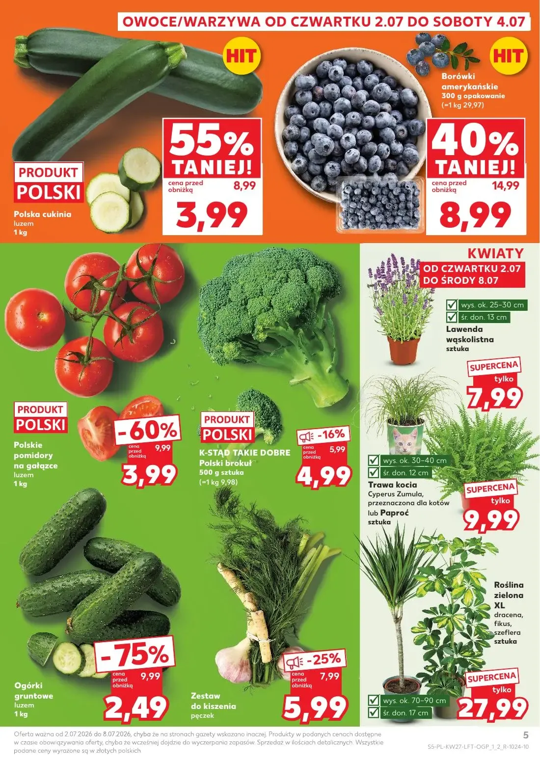 Kaufland gazetka, strona 5 z 72 — Ogórki gruntowe, Borówki amerykańskie, Polskie pomidory na gałązce