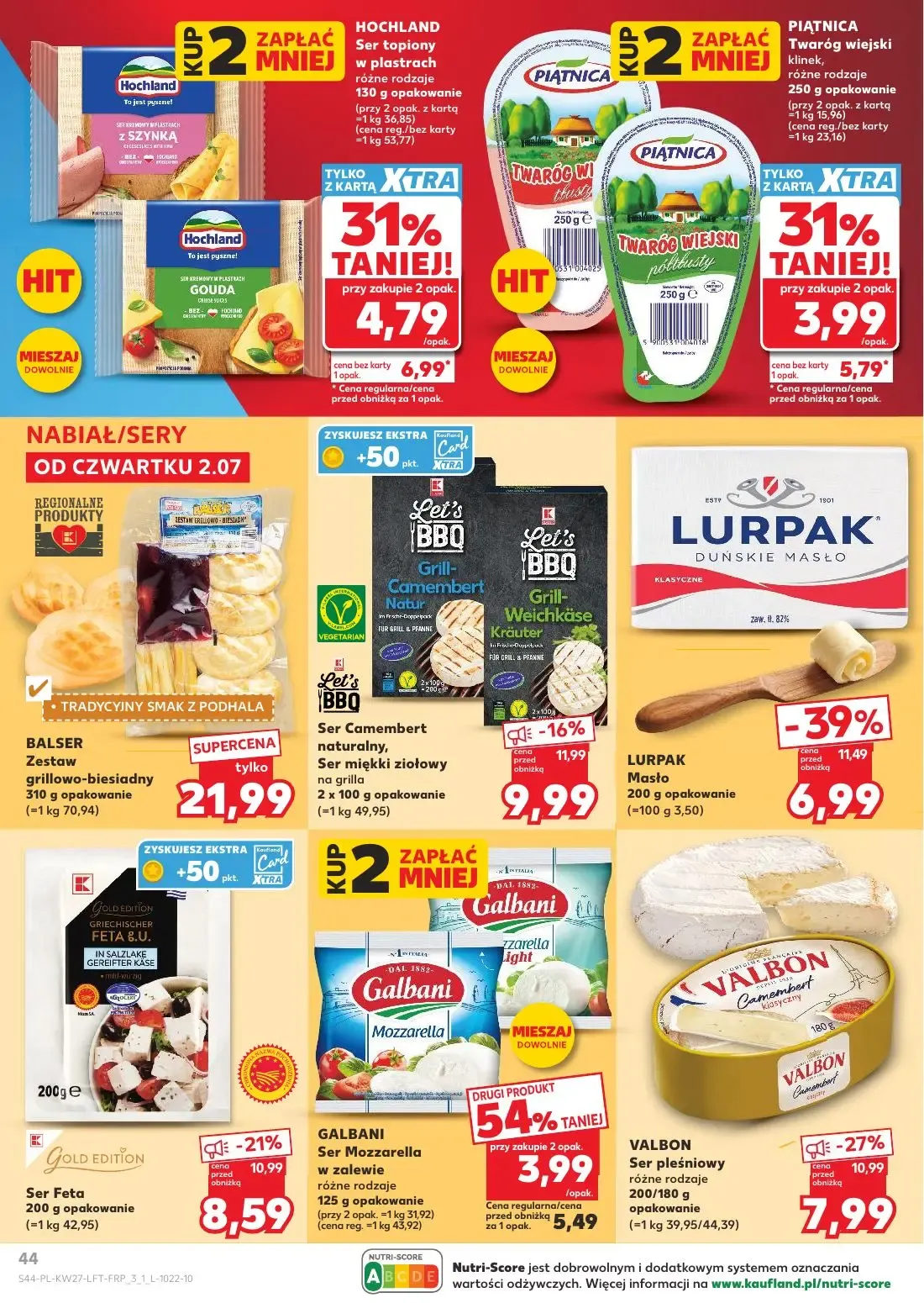 Kaufland gazetka, strona 44 z 72 — Let's BBQ Ser Camembert naturalny, Ser miękki ziołowy na grilla, BALSER Zestaw grillowo-b…
