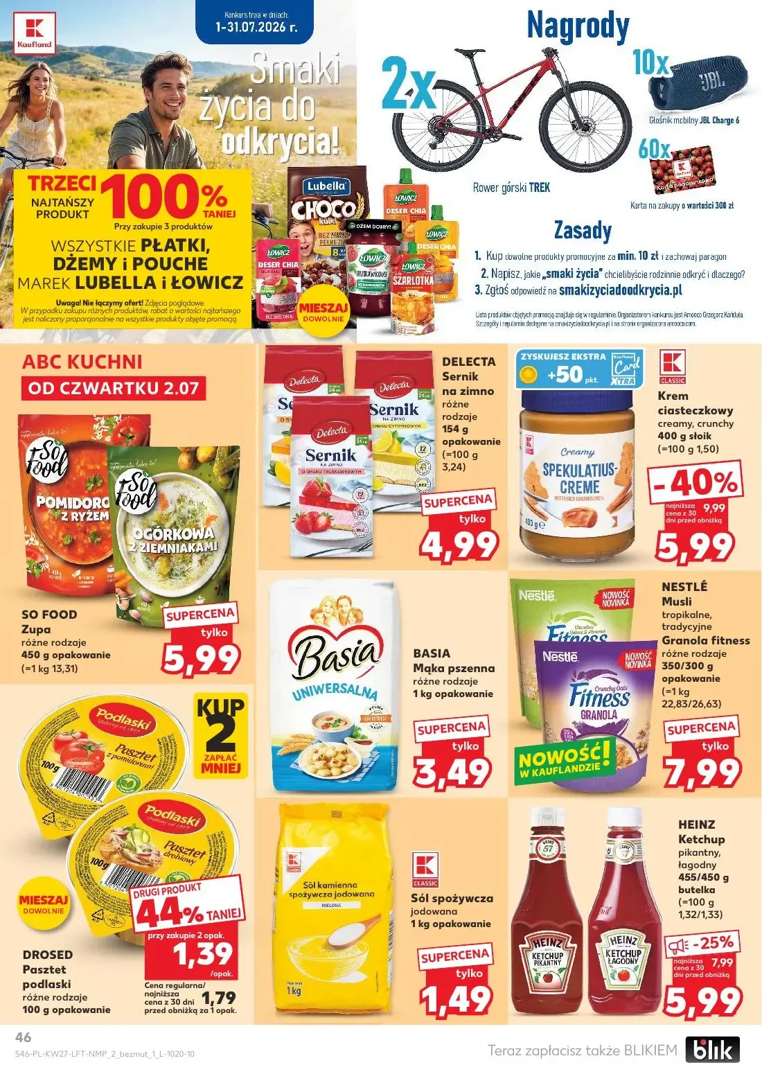 Kaufland gazetka, strona 46 z 72 — Classic Krem ciasteczkowy creamy, crunchy, DELECTA Sernik na zimno, BASIA Mąka pszenna un…
