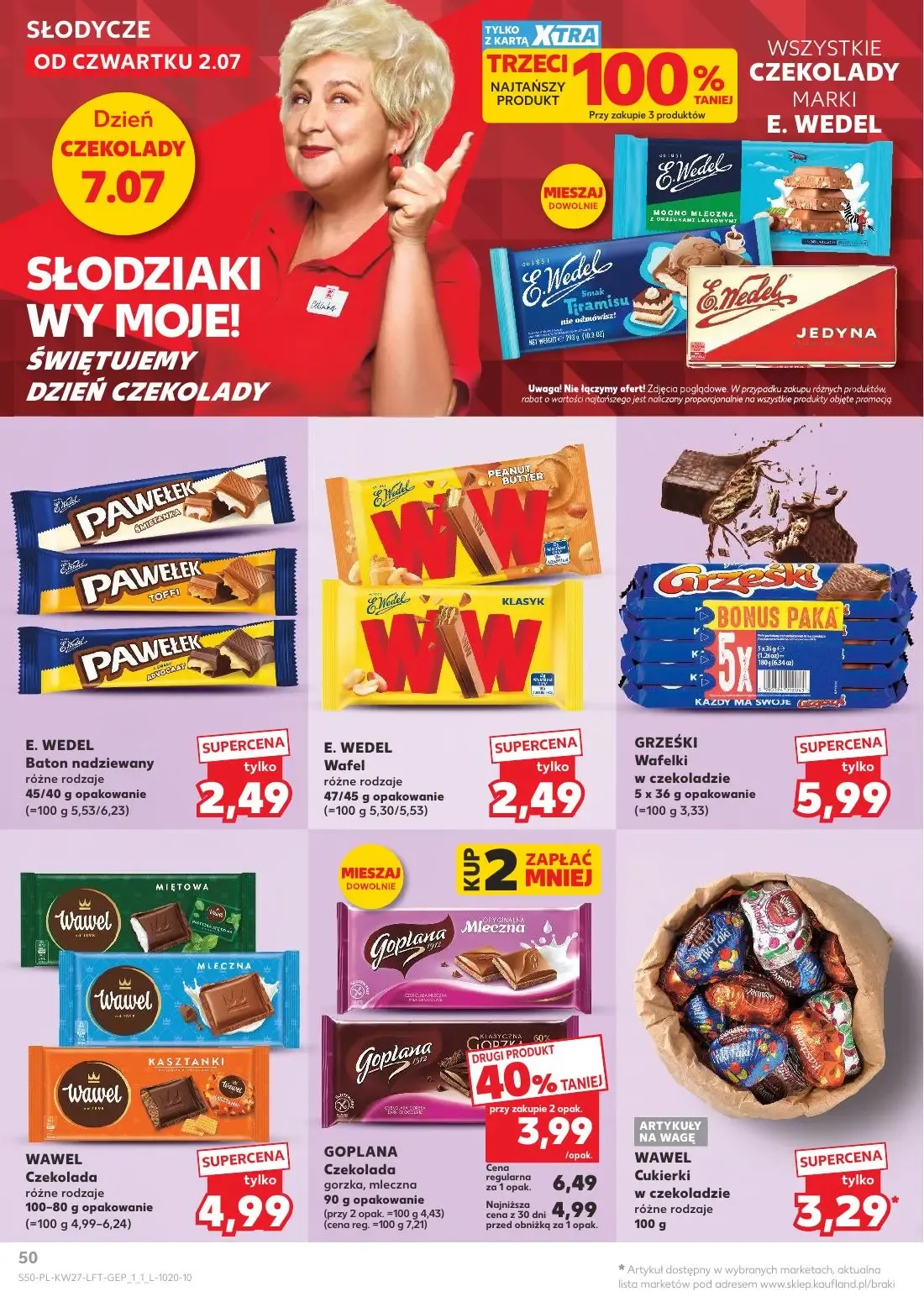 Kaufland gazetka, strona 50 z 72 — GOPLANA Czekolada gorzka, mleczna, WAWEL Czekolada, WAWEL Cukierki w czekoladzie