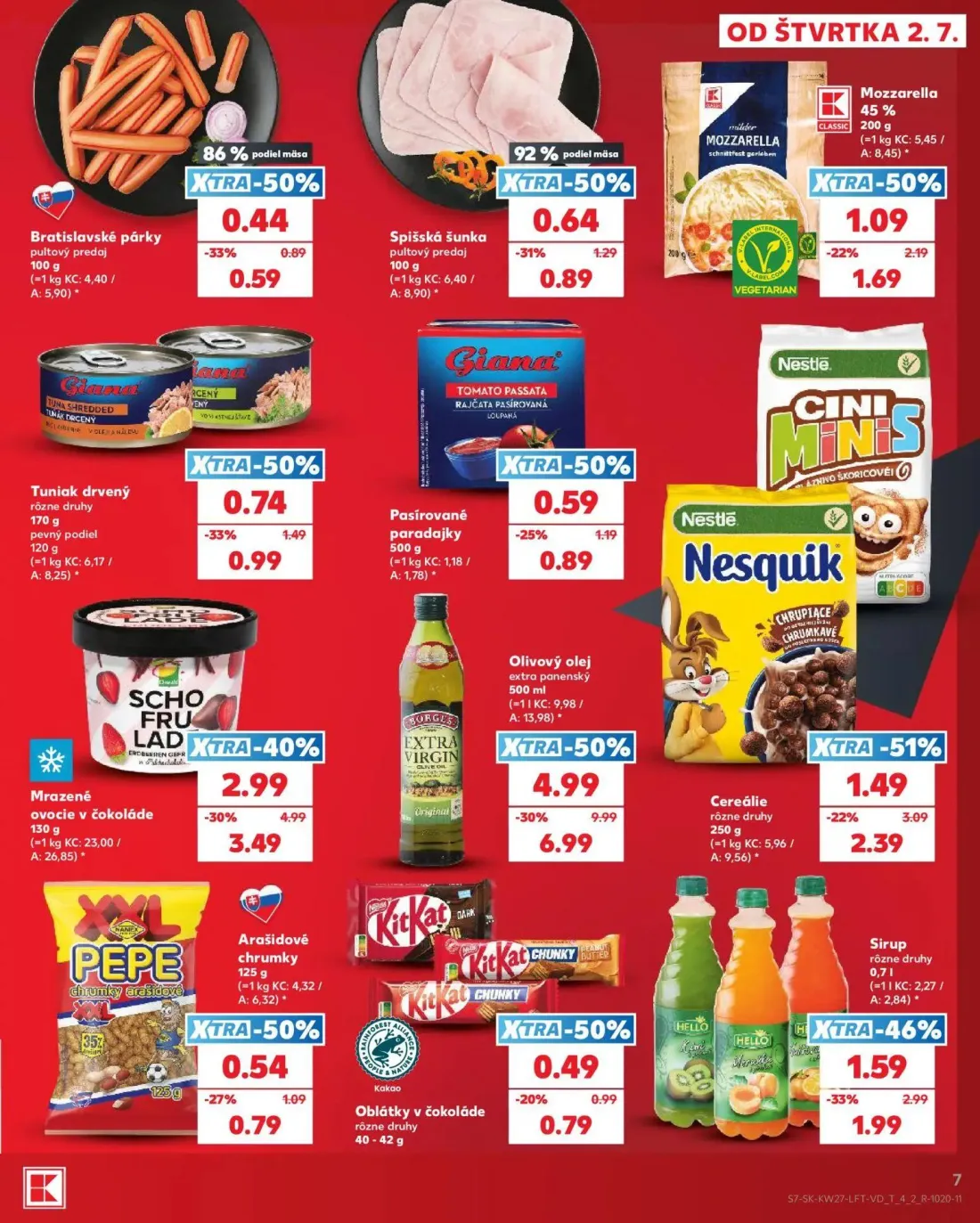 Kaufland leták, strana 7 z 80 — Olivový olej extra panenský, Mrazené ovocie v čokoláde, Cereálie