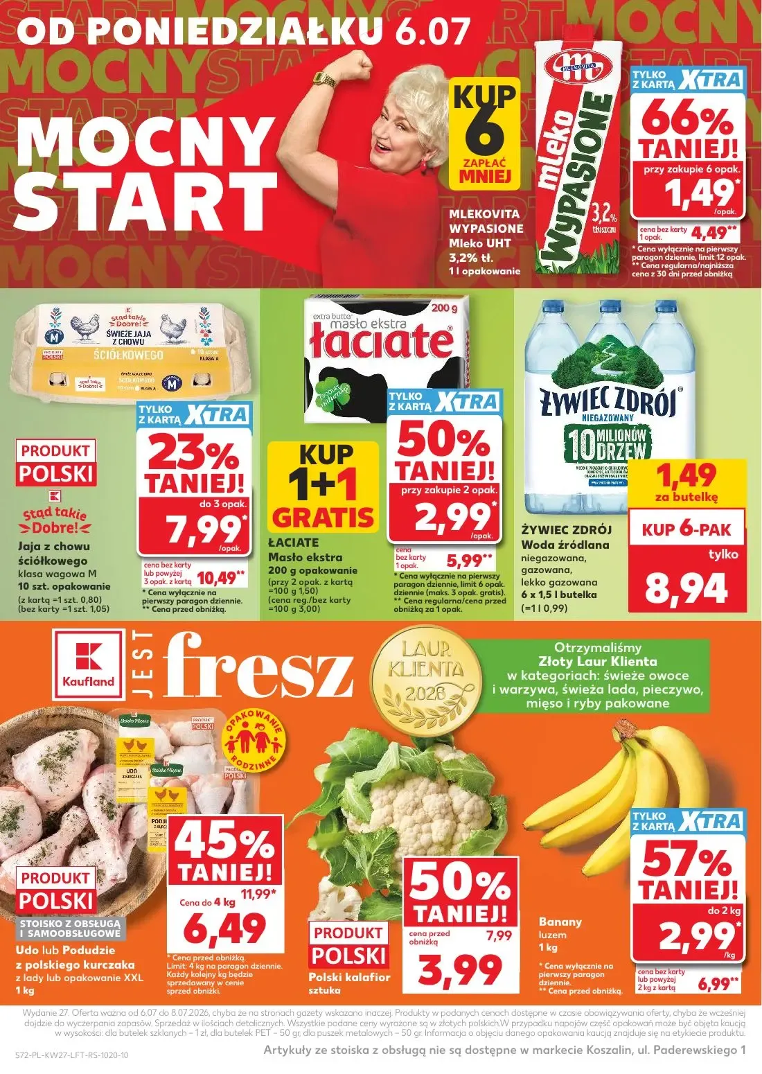 Kaufland gazetka, strona 72 z 72 — Banany luzem, MLEKOVITA WYPASIONE Mleko UHT, ŁACIATE Masło ekstra