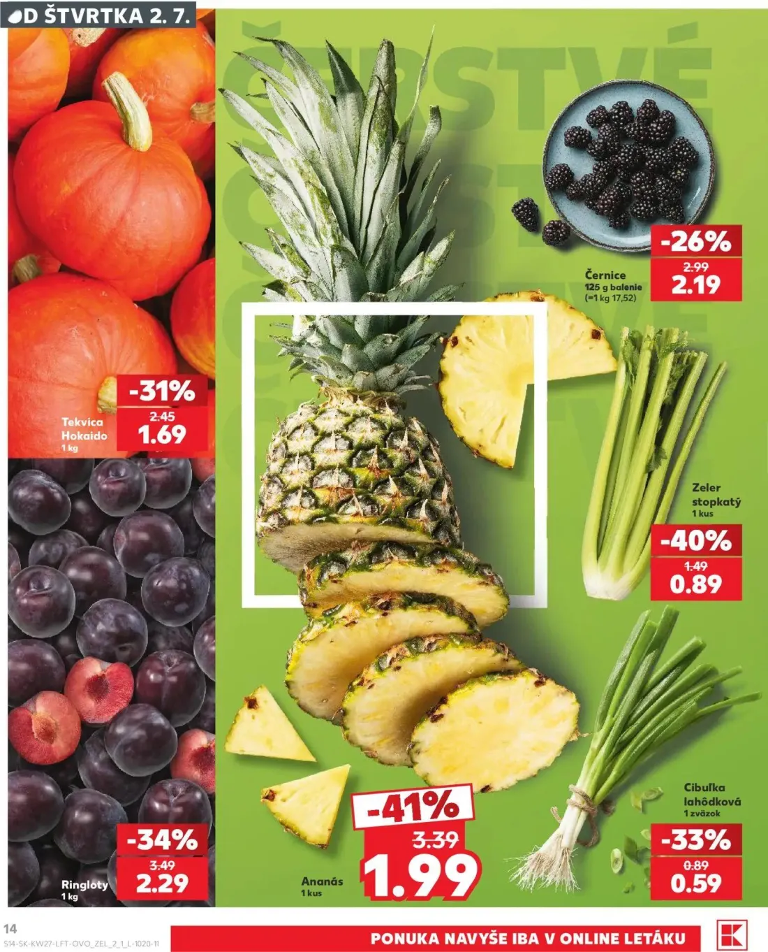 Kaufland leták, strana 14 z 80 — Ananás, Ringloty, Černice