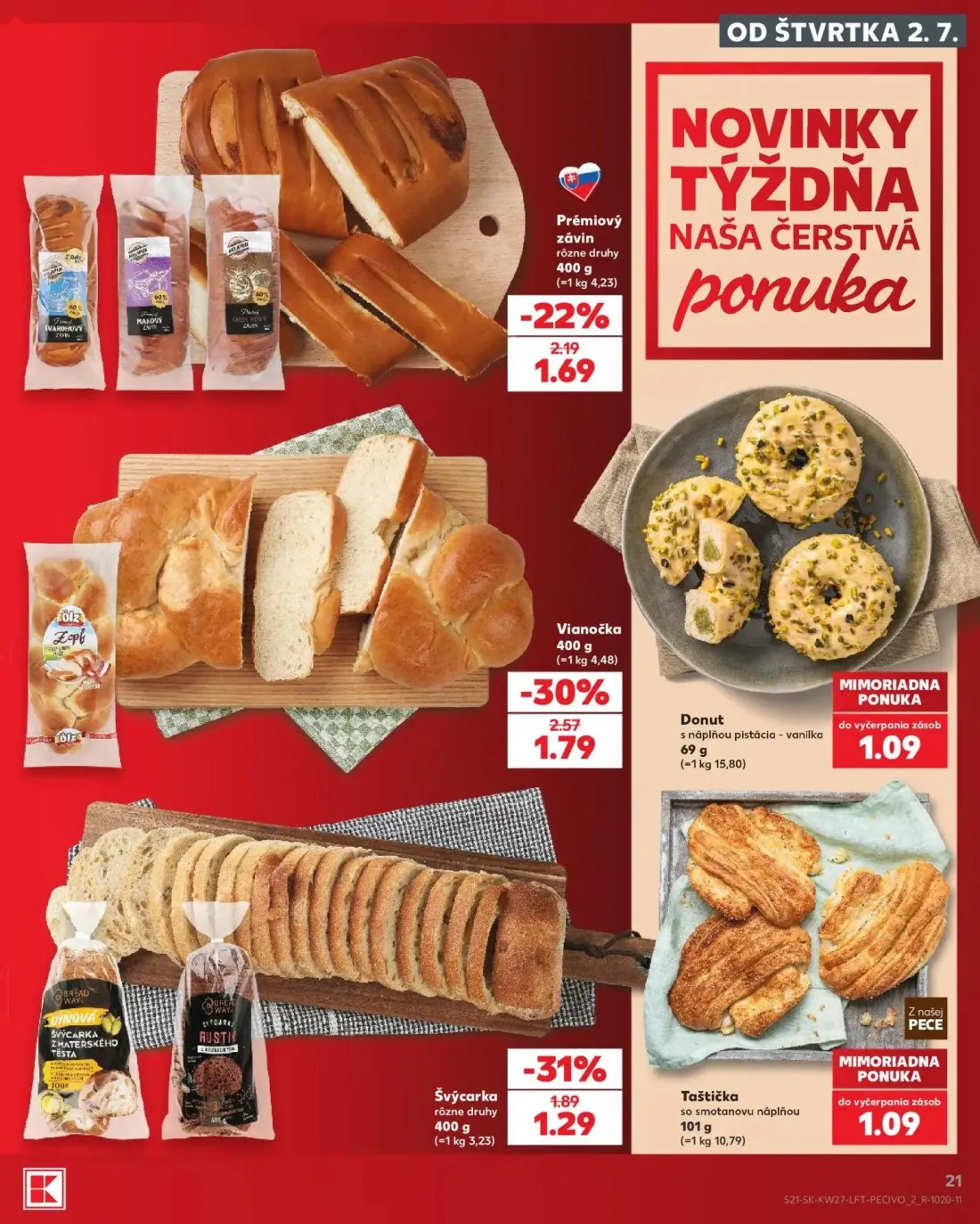 Kaufland leták, strana 21 z 80 — Vianočka, Švýcarka, Prémiový závin