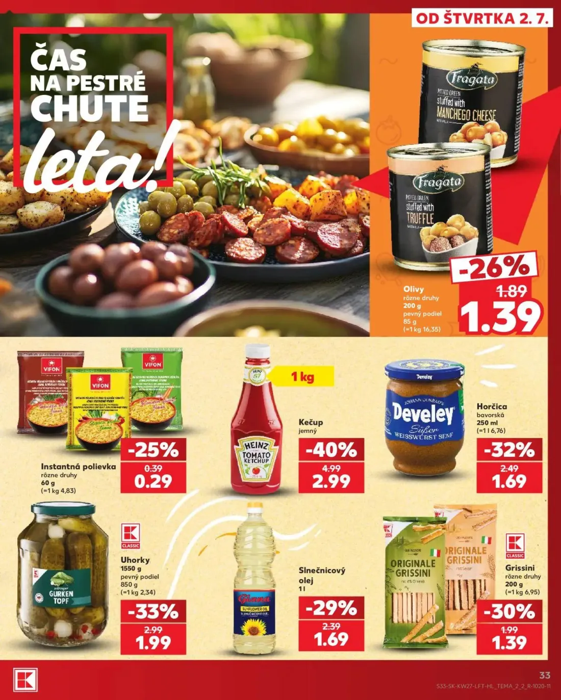 Kaufland leták, strana 33 z 80 — Kečup jemný, Uhorky, Horčica bavorská