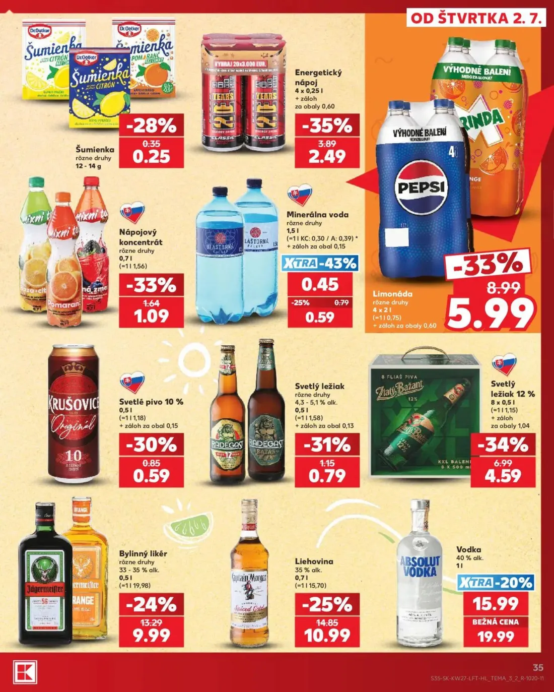 Kaufland leták, strana 35 z 80 — Vodka, Liehovina, Bylinný likér