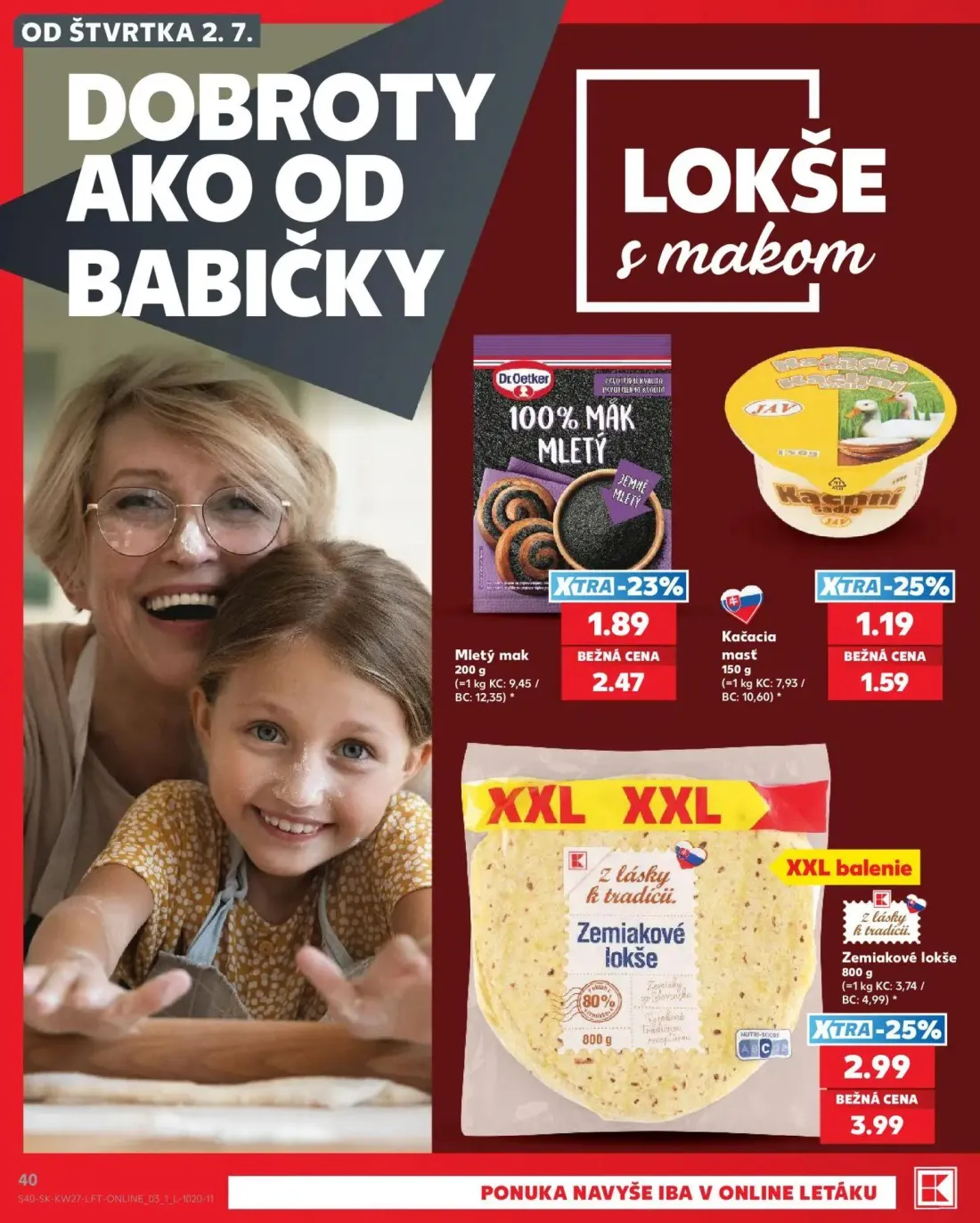 Kaufland leták, strana 40 z 80 — Zemiakové lokše, Mletý mak, Kačacia masť