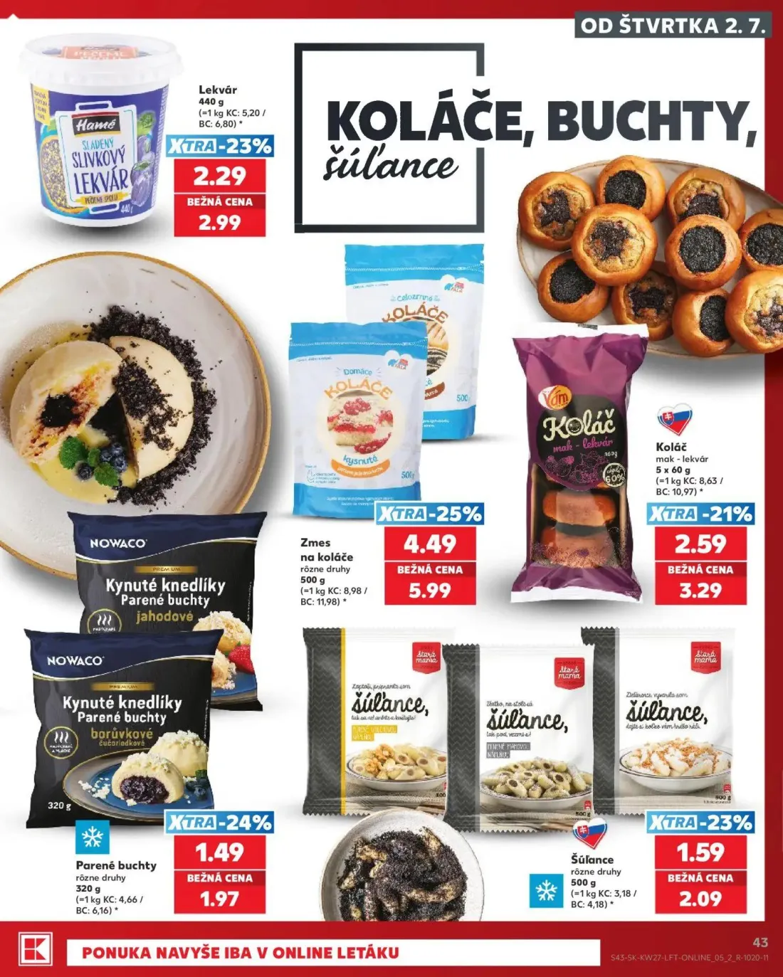 Kaufland leták, strana 43 z 80 — Zmes na koláče, Lekvár, Koláč mak - lekvár