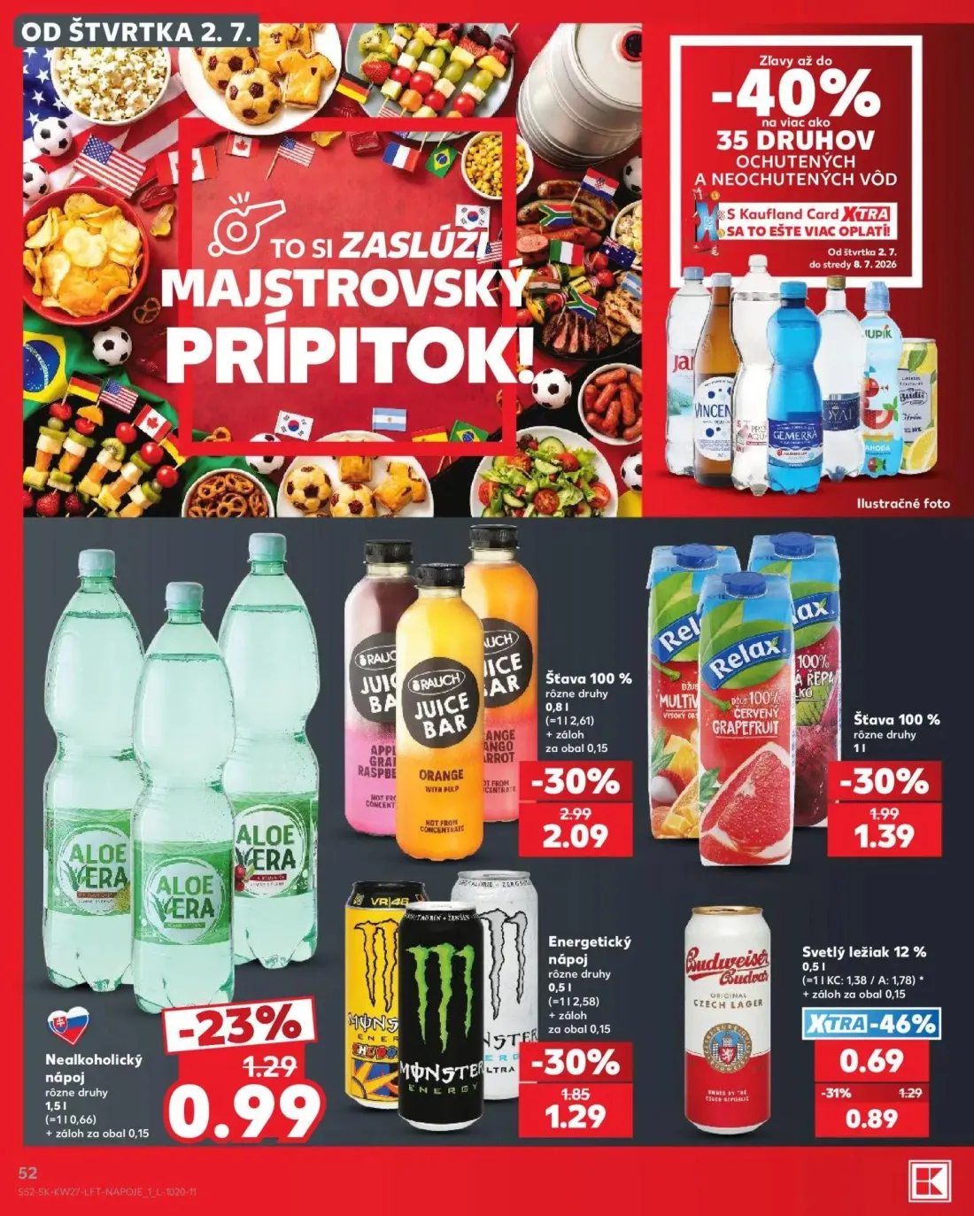 Kaufland leták, strana 52 z 80 — Šťava 100%, Šťava 100%, Svetlý ležiak 12%