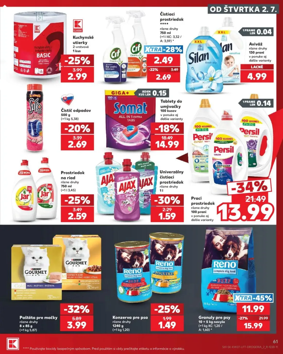 Kaufland leták, strana 61 z 80 — Prací prostriedok Persil, Tablety do umývačky Somat, Kuchynské utierky