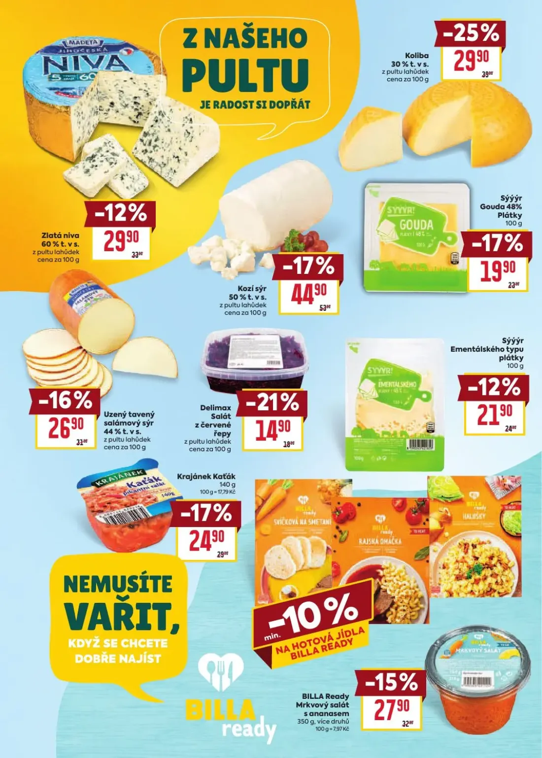 Billa leták, strana 14 z 52 — Koliba, Kozí sýr, Uzený tavený salámový sýr