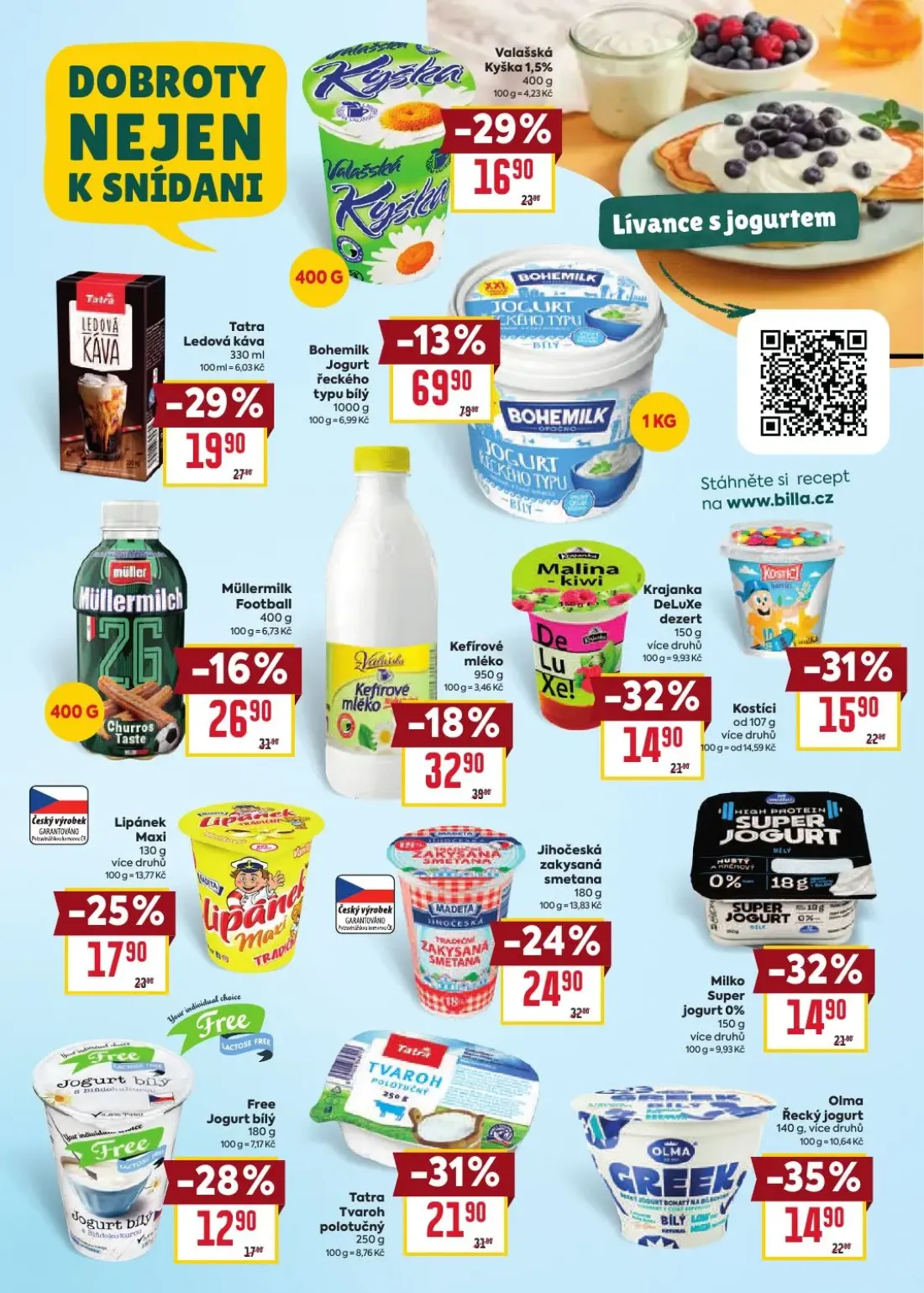 Billa leták, strana 17 z 52 — Bohemilk Jogurt řeckého typu bílý, Tatra Tvaroh polotučný, Jihočeská zakysaná smetana