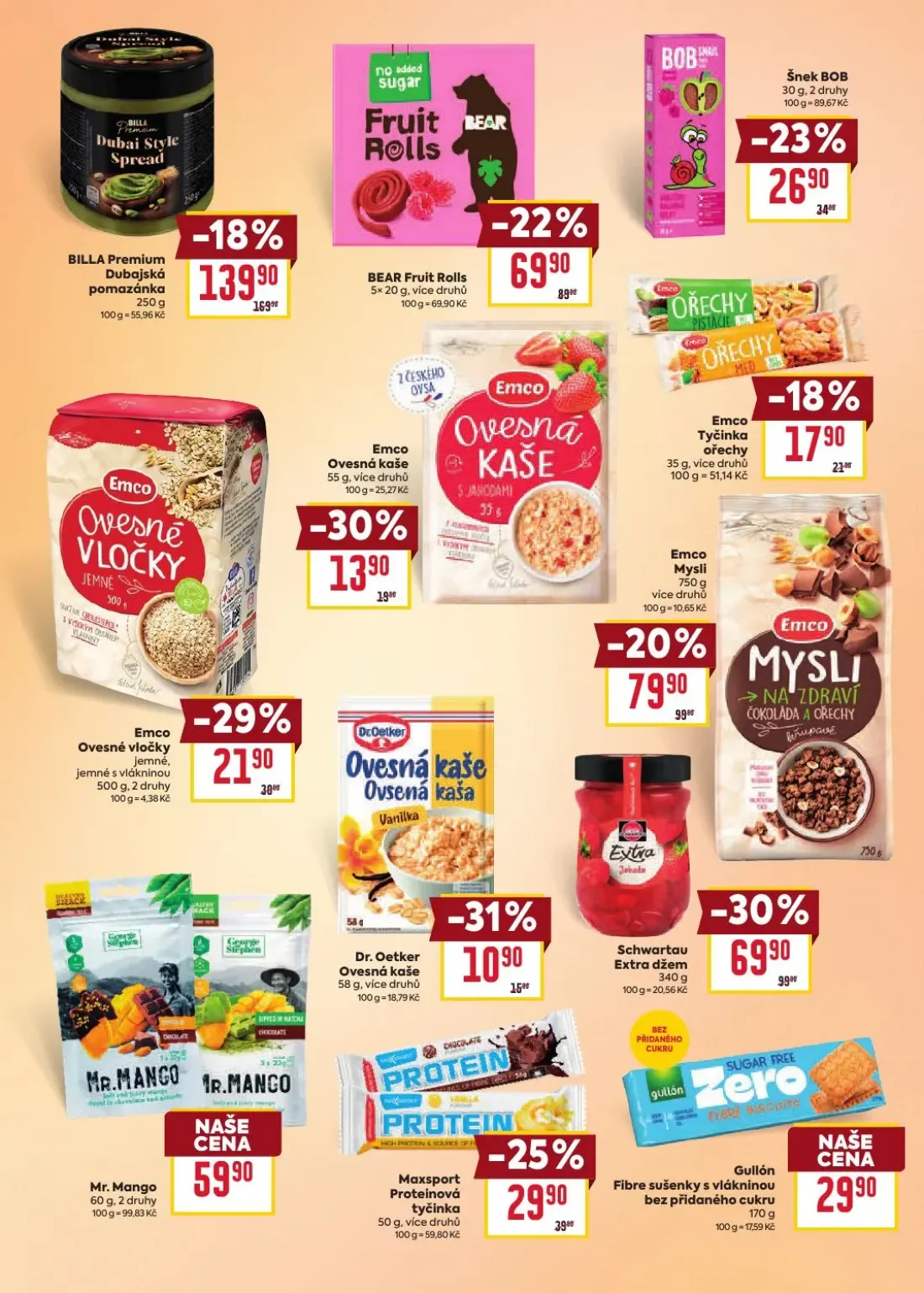 Billa leták, strana 28 z 52 — BILLA Premium Dubajská pomazánka, Schwartau Extra džem, BEAR Fruit Rolls