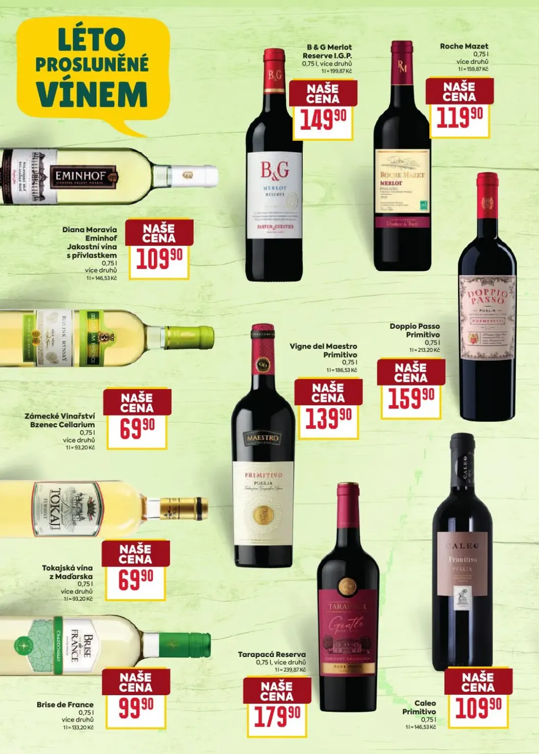 Billa leták, strana 42 z 52 — B & G Merlot Reserve I.G.P., Roche Mazet, Diana Moravia Eminhof Jakostní vína s přívlastkem