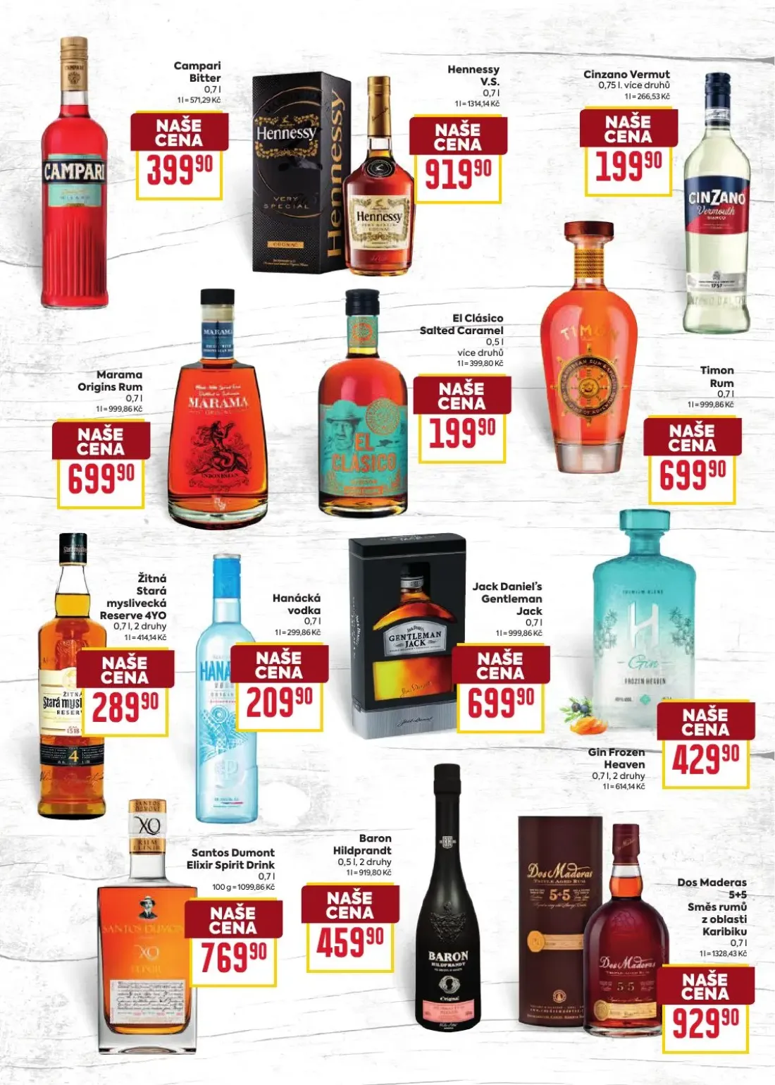 Billa leták, strana 46 z 52 — Campari Bitter, Hennessy V.S., Cinzano Vermut