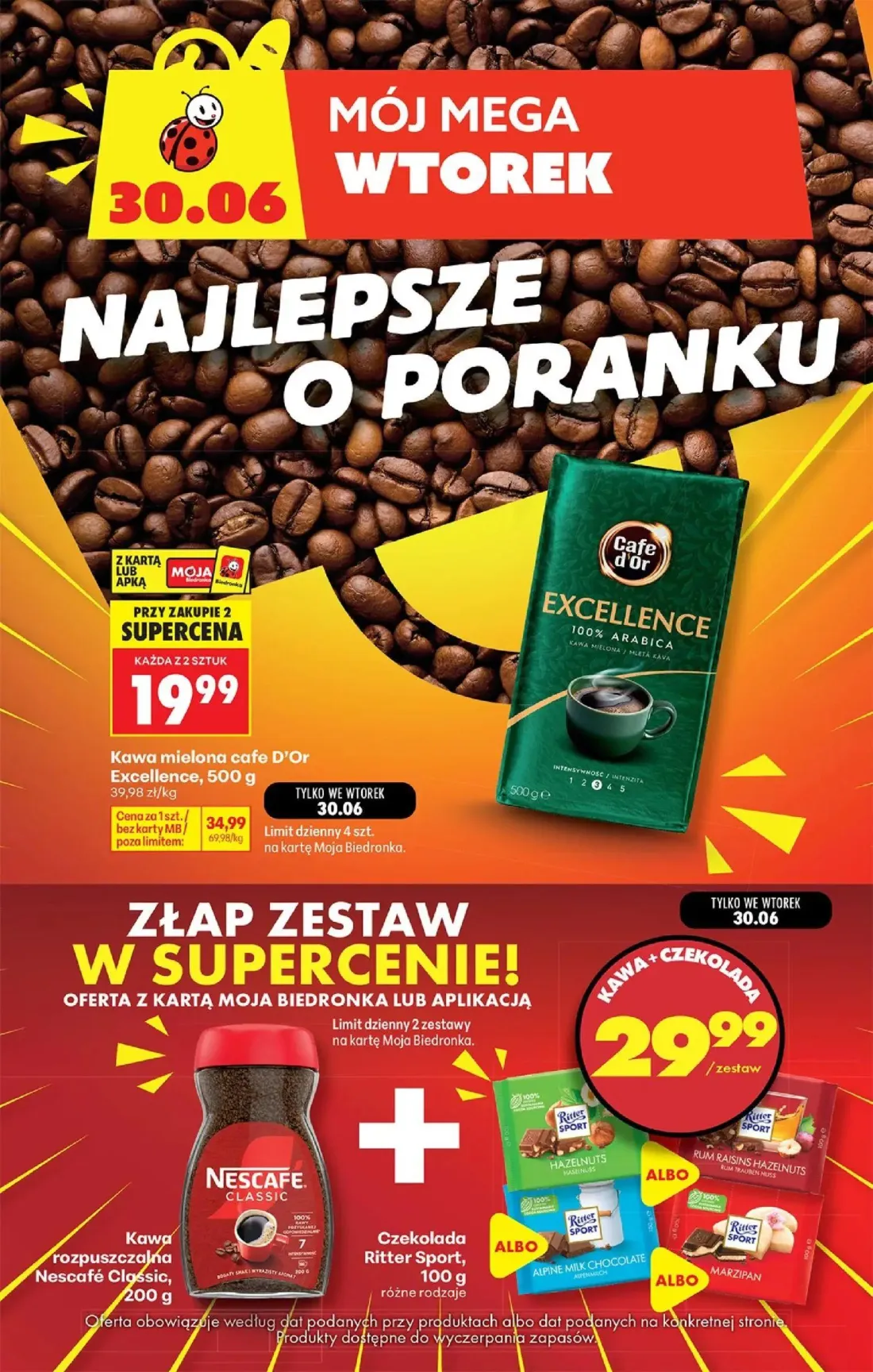 Biedronka gazetka, strona 3 z 4 — Kawa mielona cafe D'Or Excellence, Kawa rozpuszczalna Nescafé Classic, Czekolada Ritter Sp…
