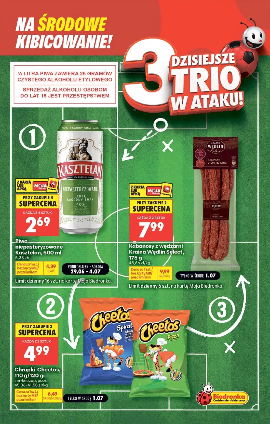 Biedronka gazetka, strona 2 z 5 — Kabanosy z wędzarni Kraina Wędlin Select, KASZTELAN, Chrupki Cheetos